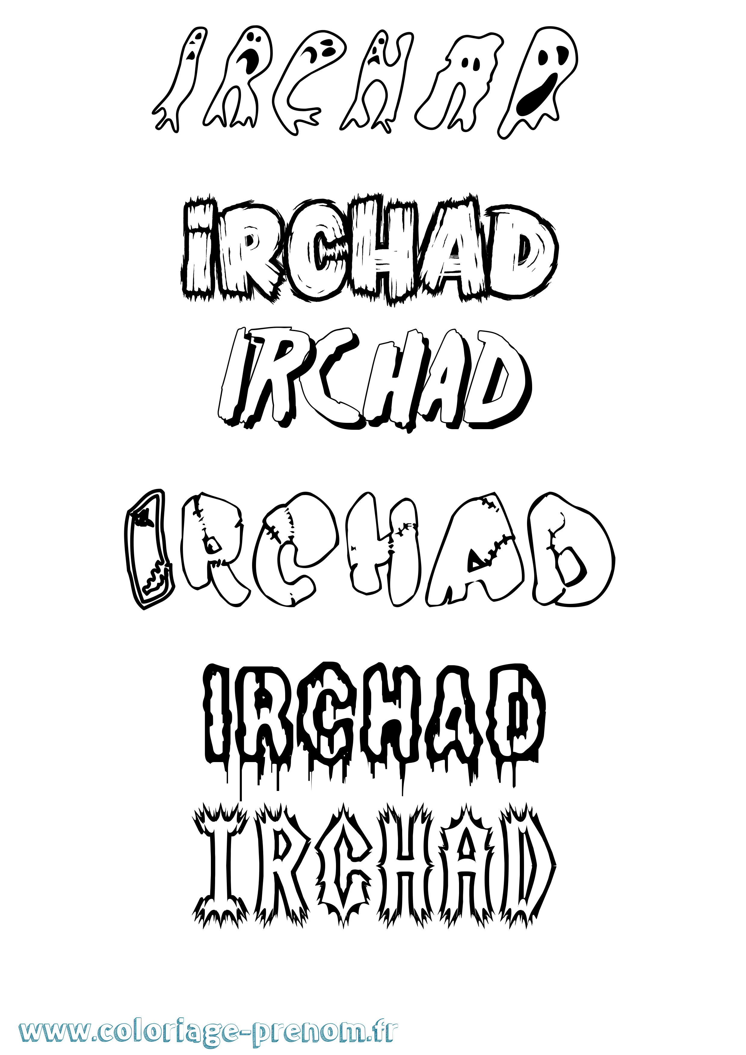 Coloriage Irchad Frisson Coloriage prénom Irchad Frisson