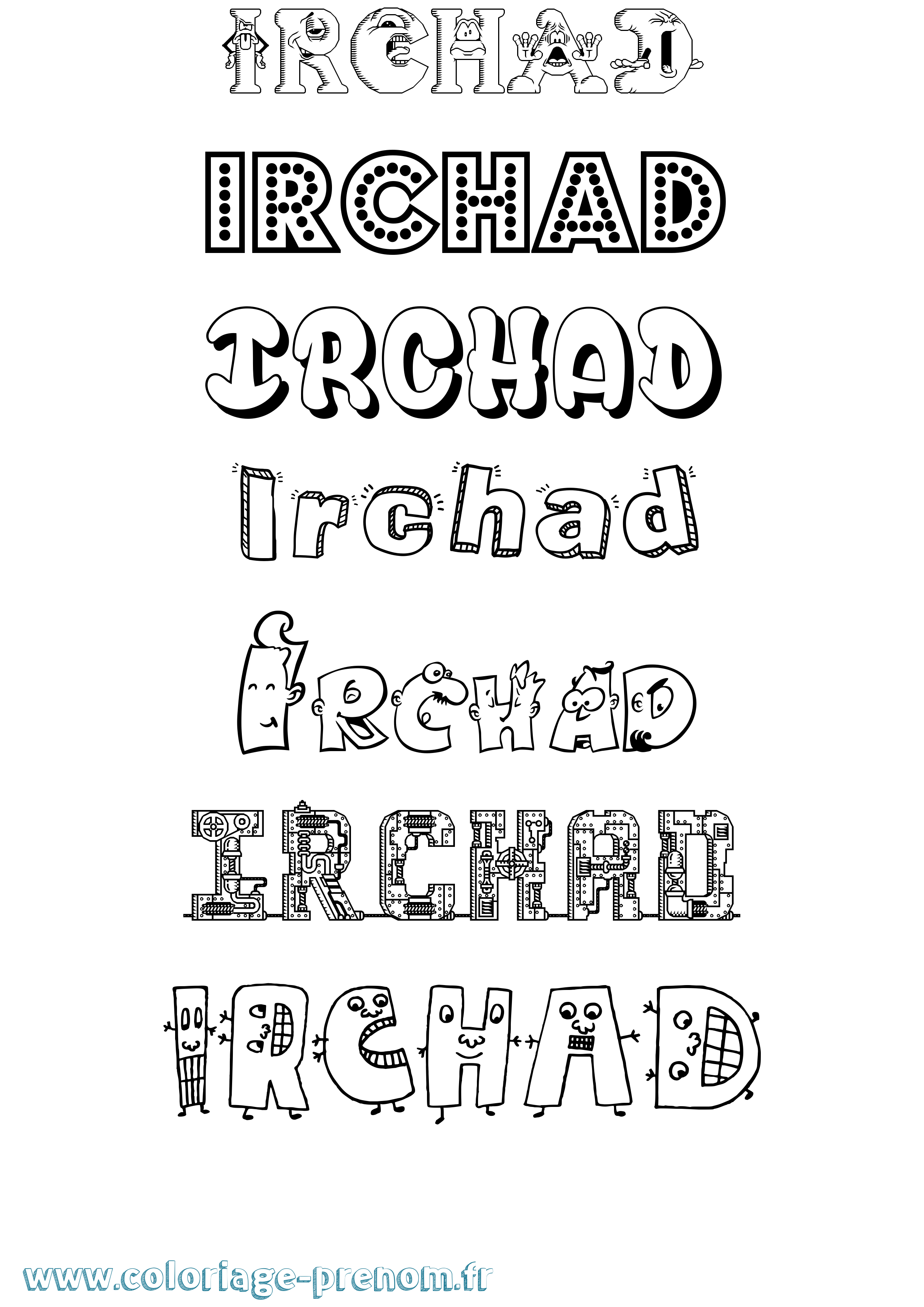 Coloriage Irchad Fun Coloriage prénom Irchad Fun