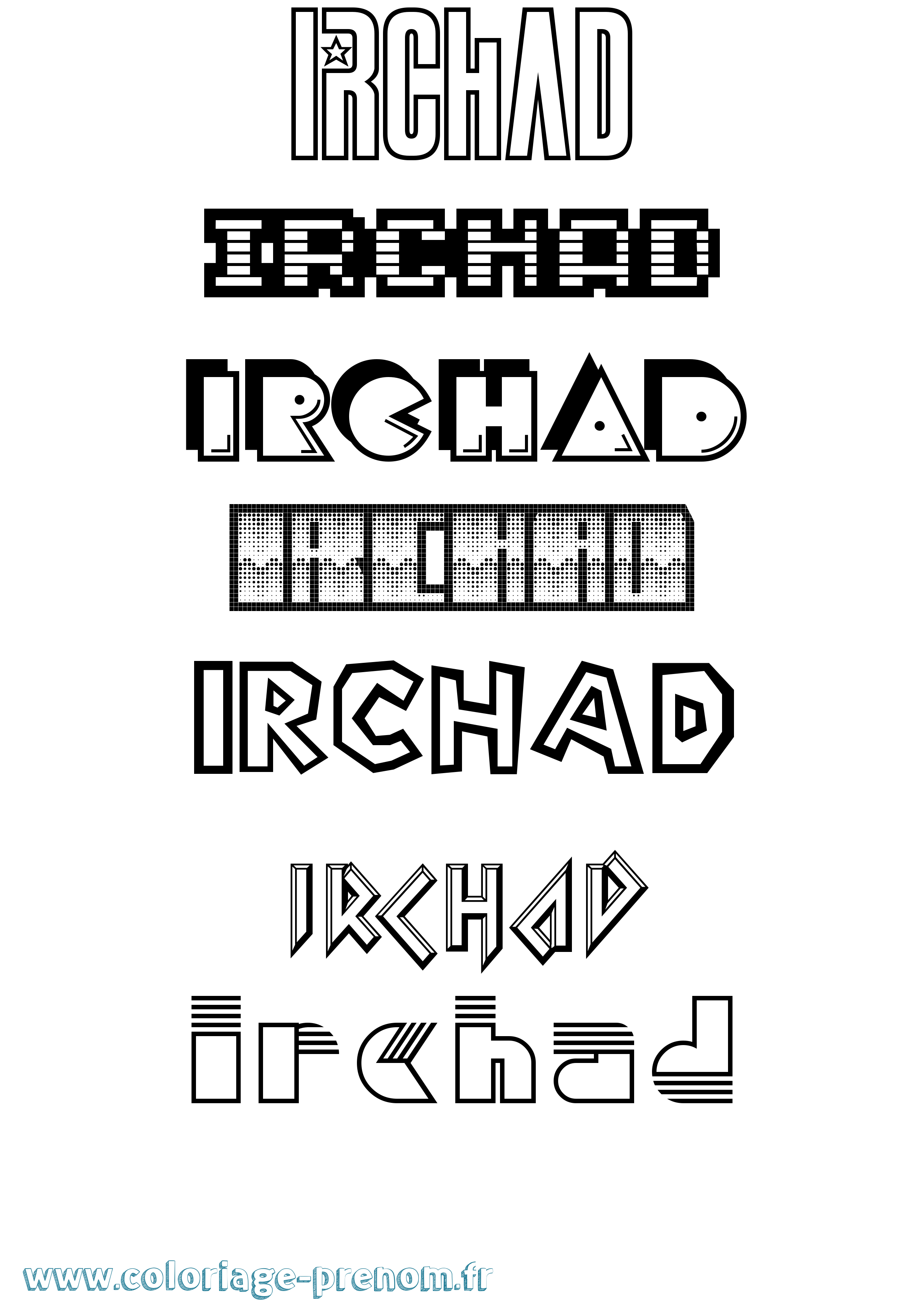 Coloriage Irchad Jeux Vidéos Coloriage prénom Irchad Jeux Vidéos