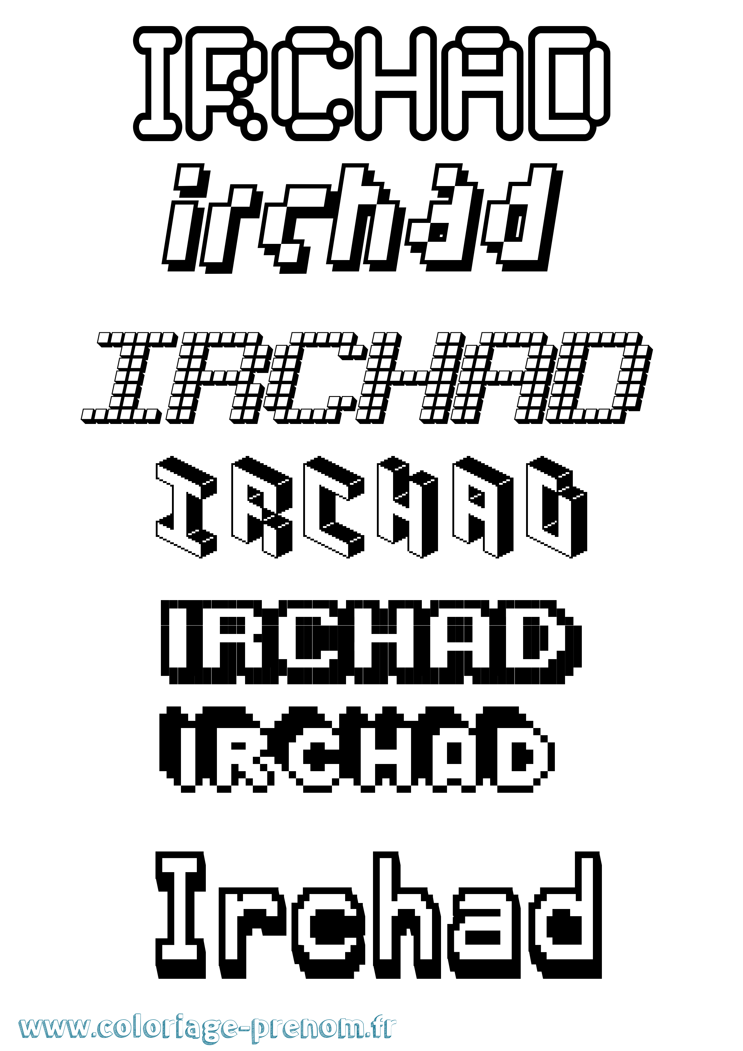 Coloriage Irchad Pixel Coloriage prénom Irchad Pixel