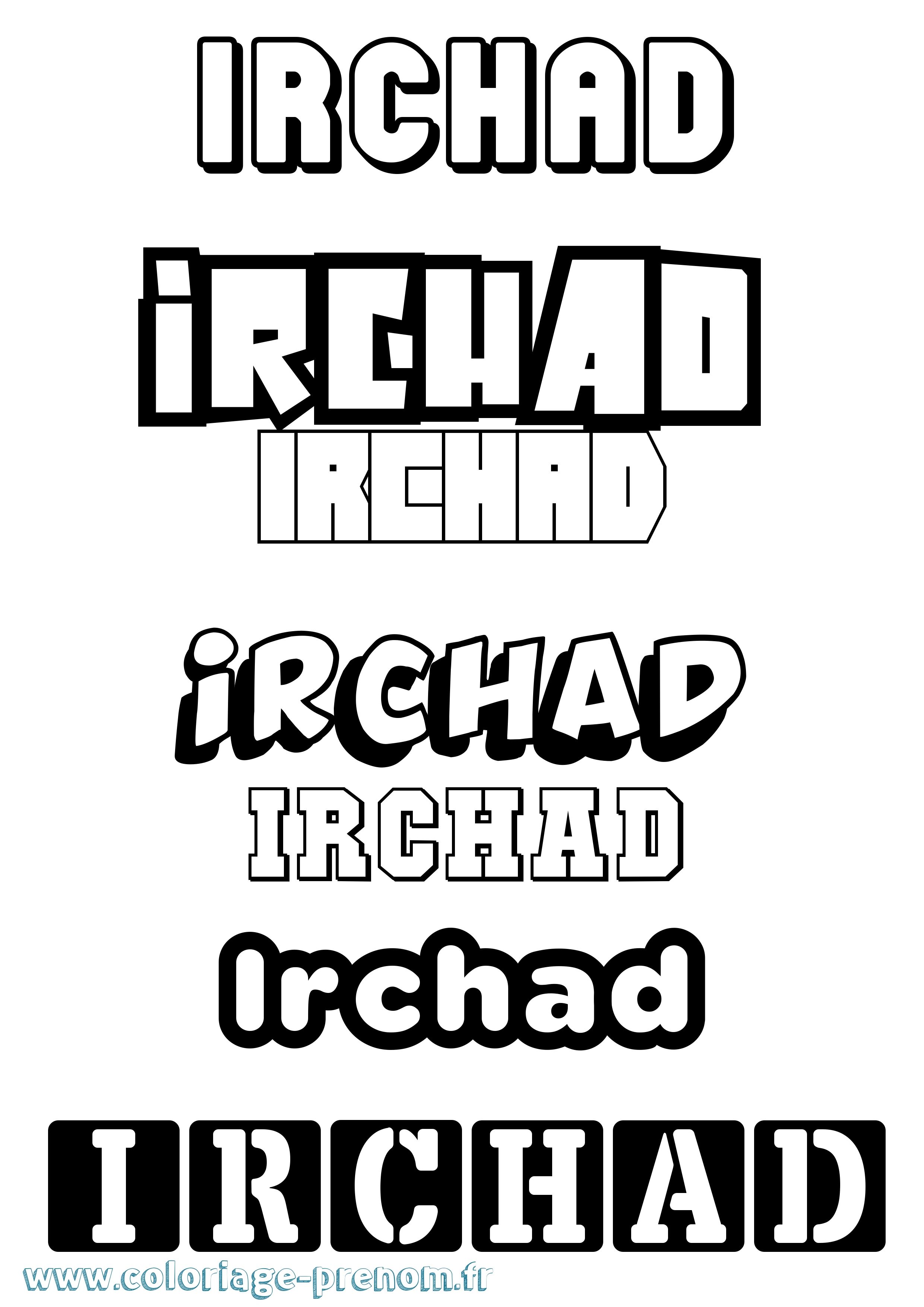 Coloriage Irchad Simple Coloriage prénom Irchad Simple