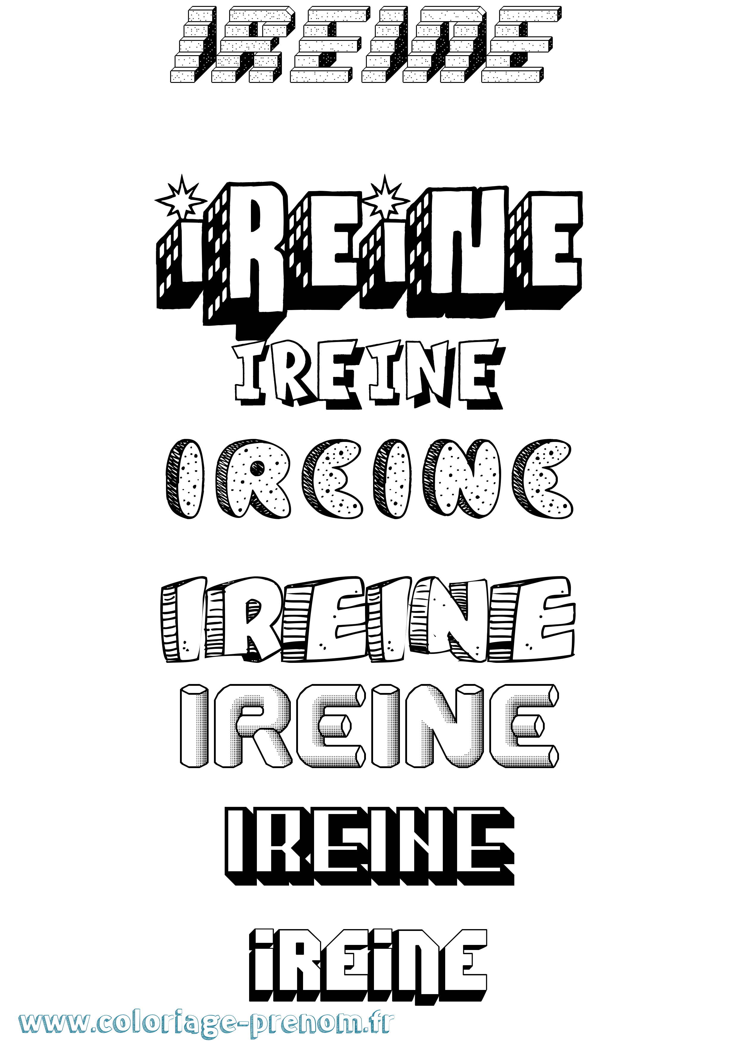 Coloriage Ireine Effet 3D Coloriage prénom Ireine Effet 3D