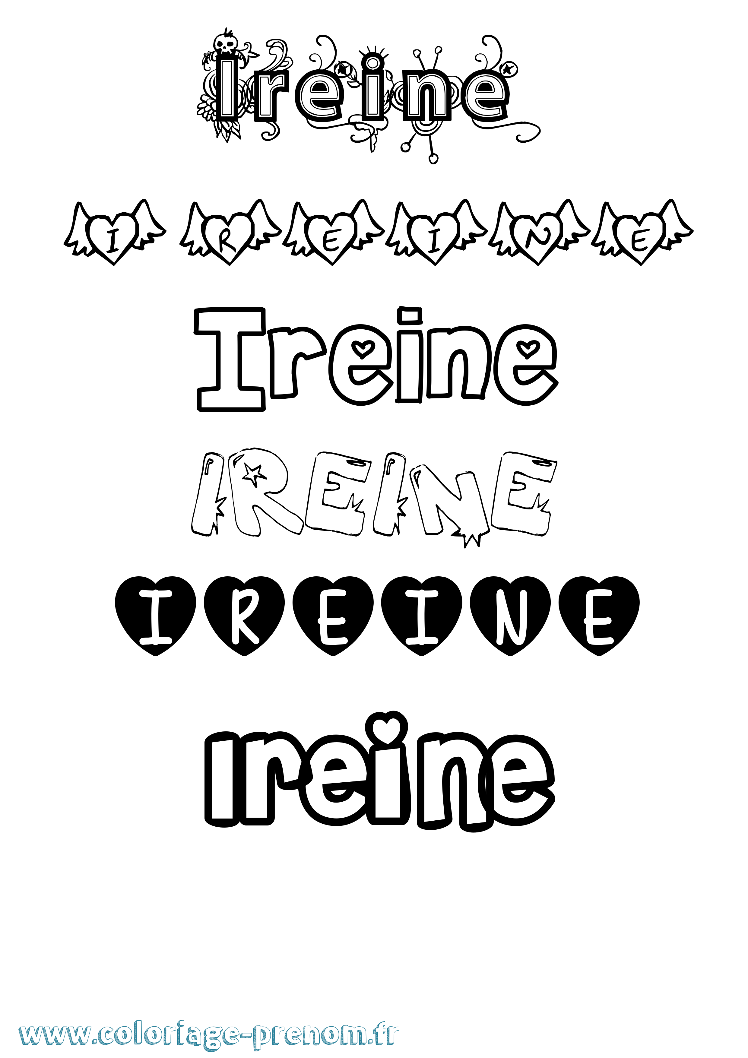 Coloriage Ireine Girly Coloriage prénom Ireine Girly