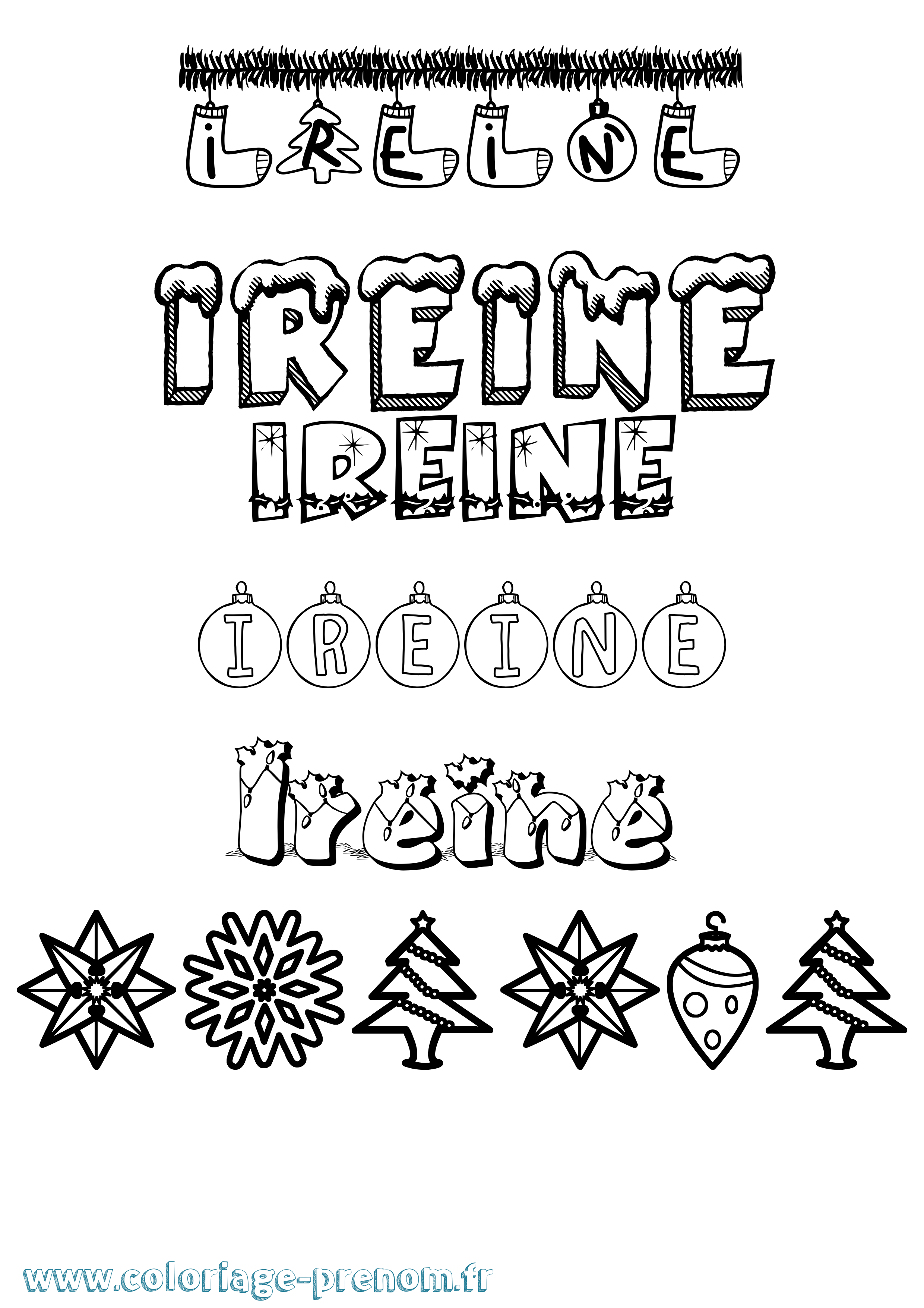 Coloriage Ireine Noël Coloriage prénom Ireine Noël