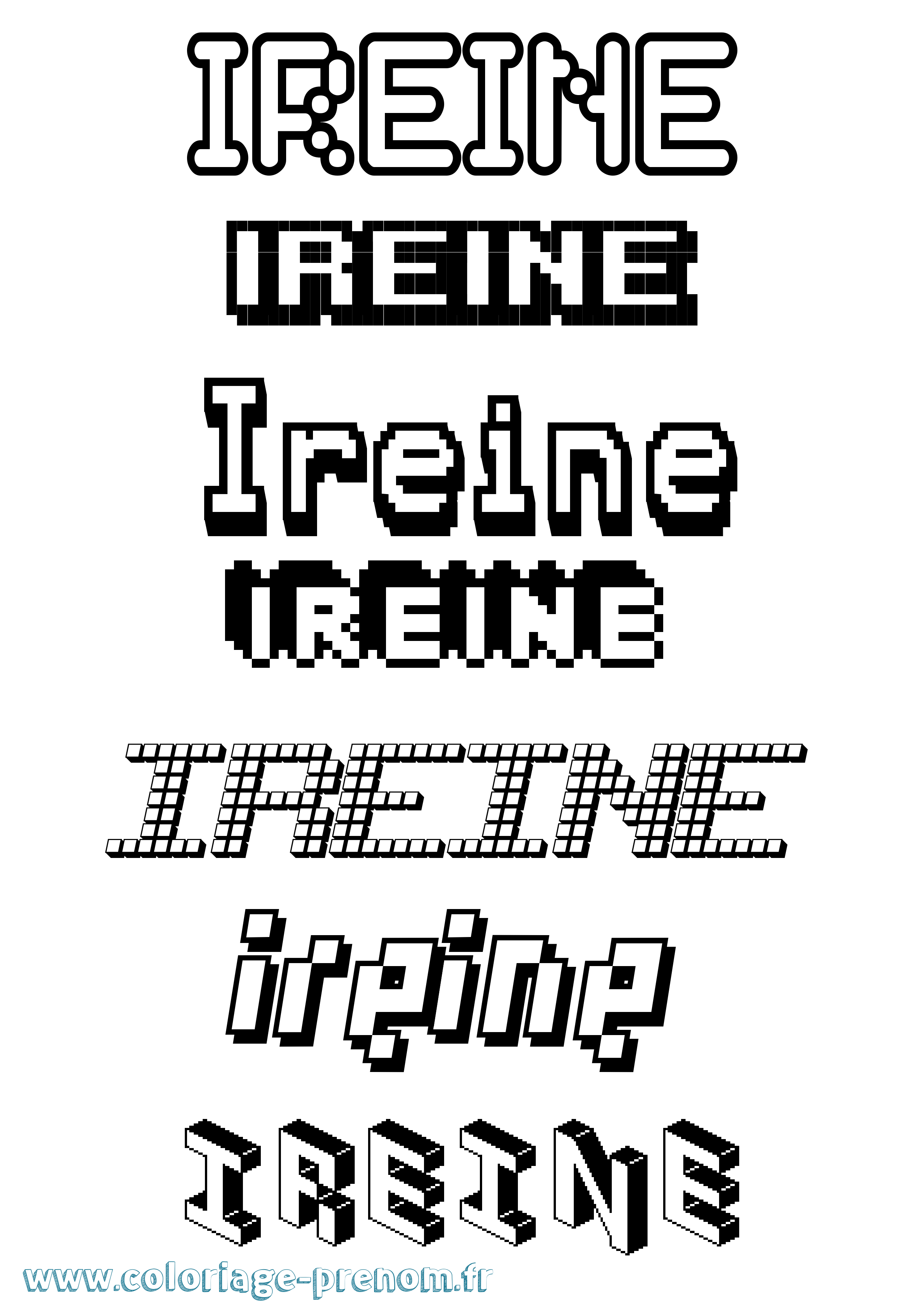Coloriage Ireine Pixel Coloriage prénom Ireine Pixel