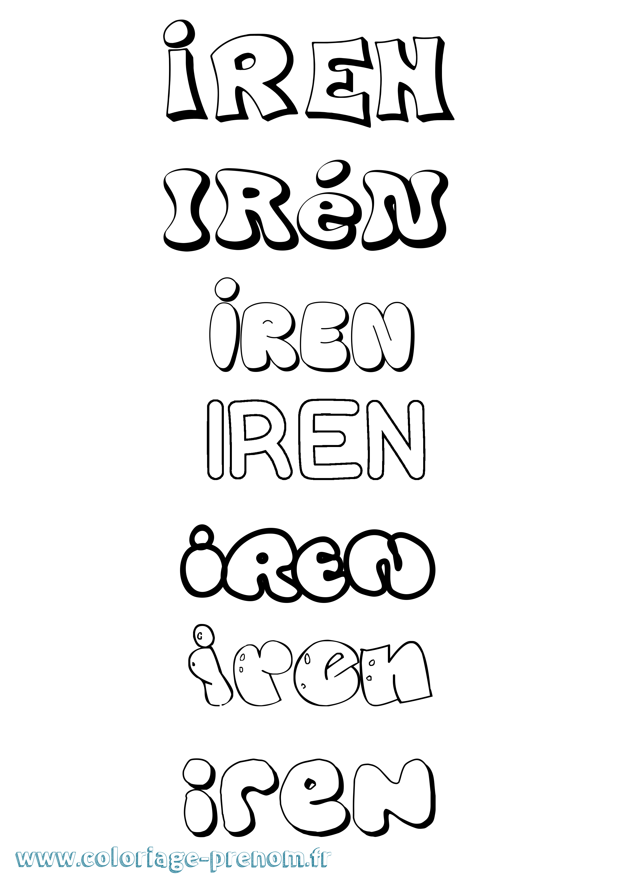 Coloriage Irén Bubble Coloriage prénom Irén Bubble