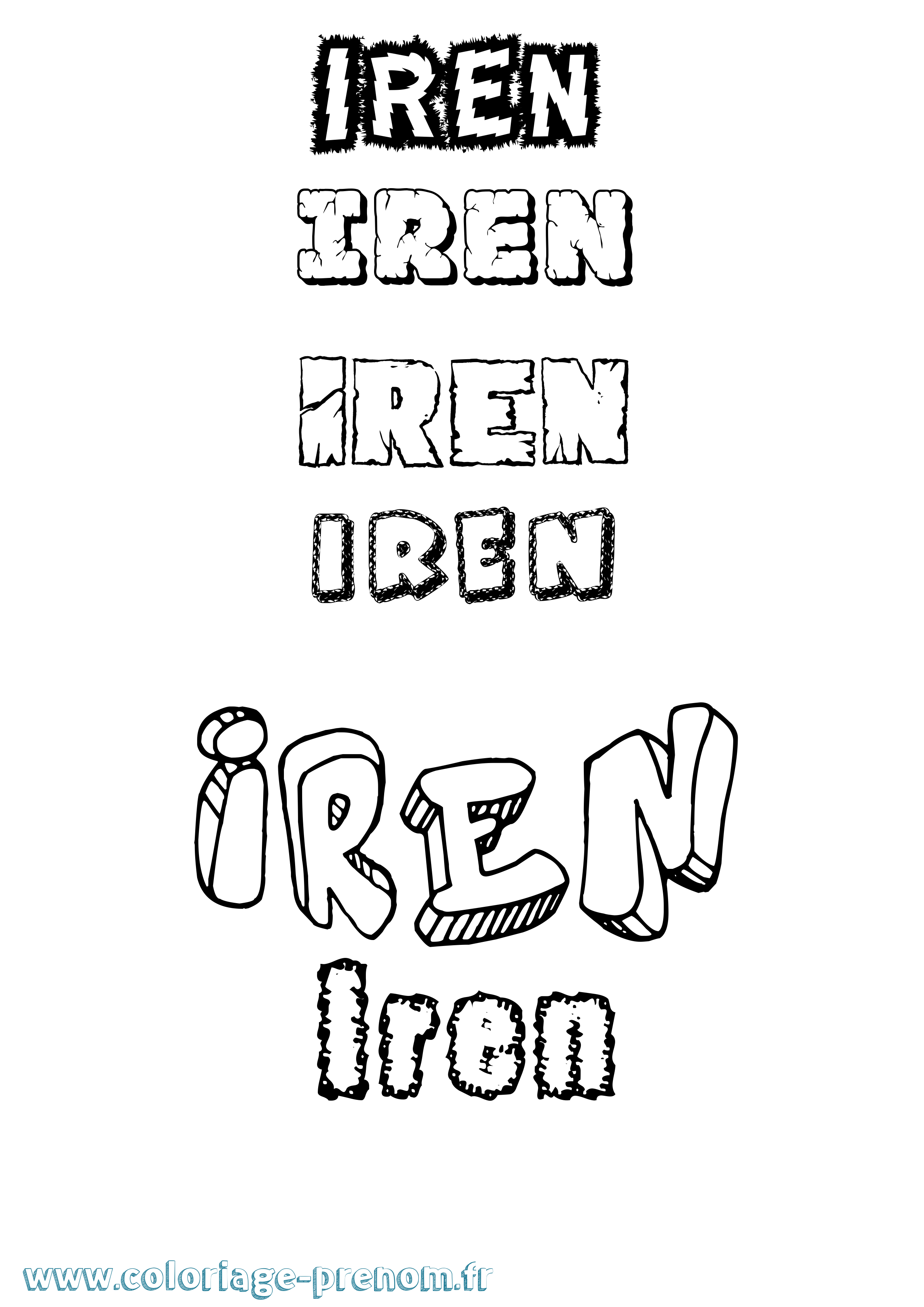 Coloriage Irén Destructuré Coloriage prénom Irén Destructuré