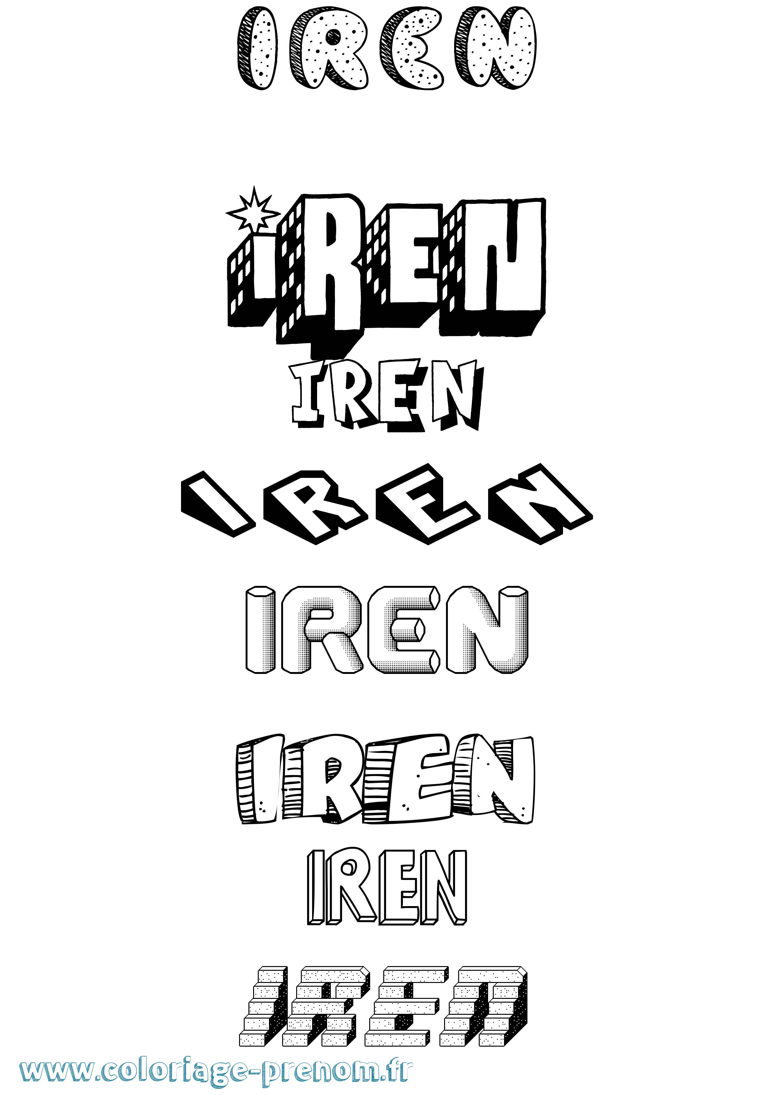 Coloriage Irén Effet 3D Coloriage prénom Irén Effet 3D