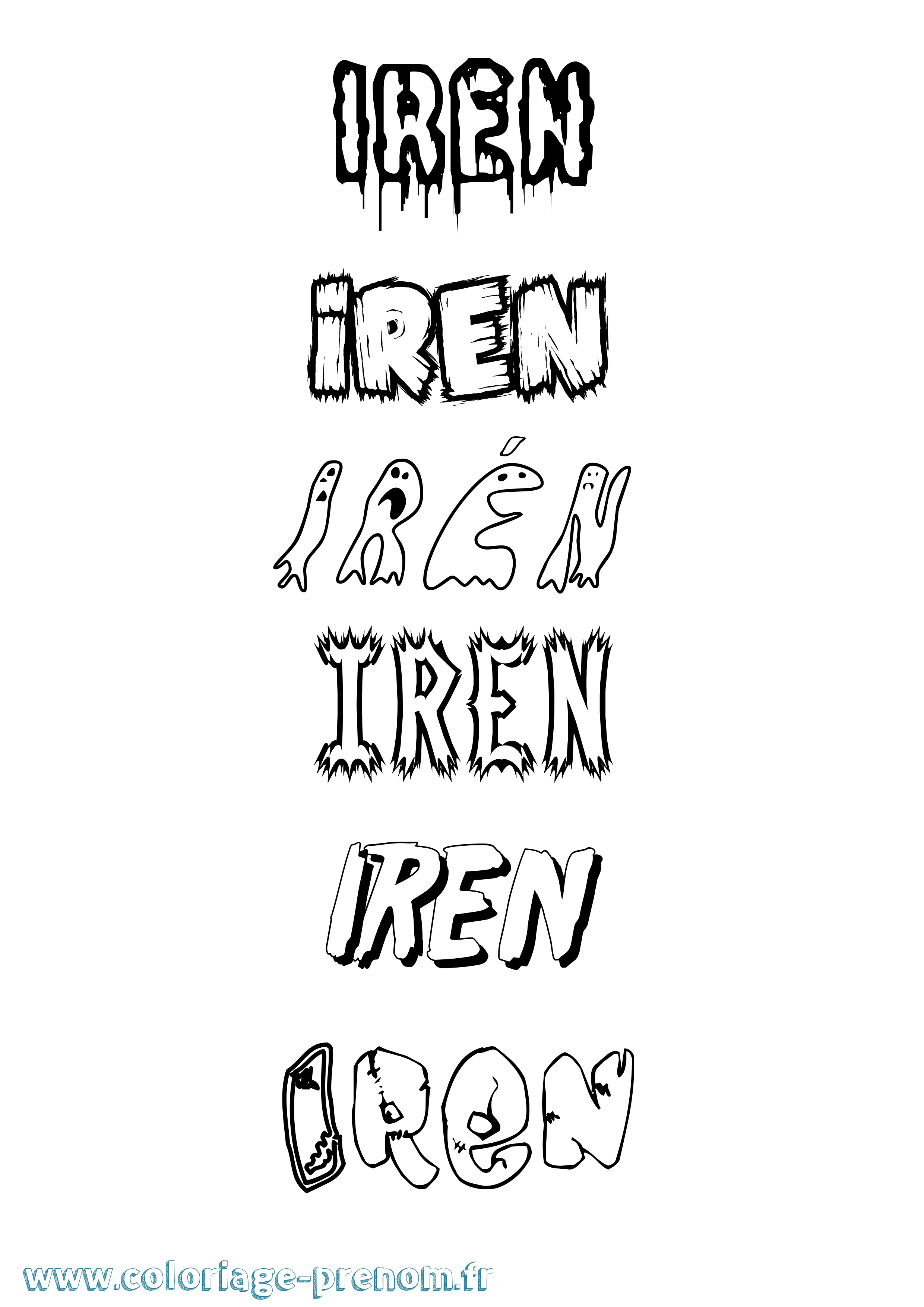 Coloriage Irén Frisson Coloriage prénom Irén Frisson