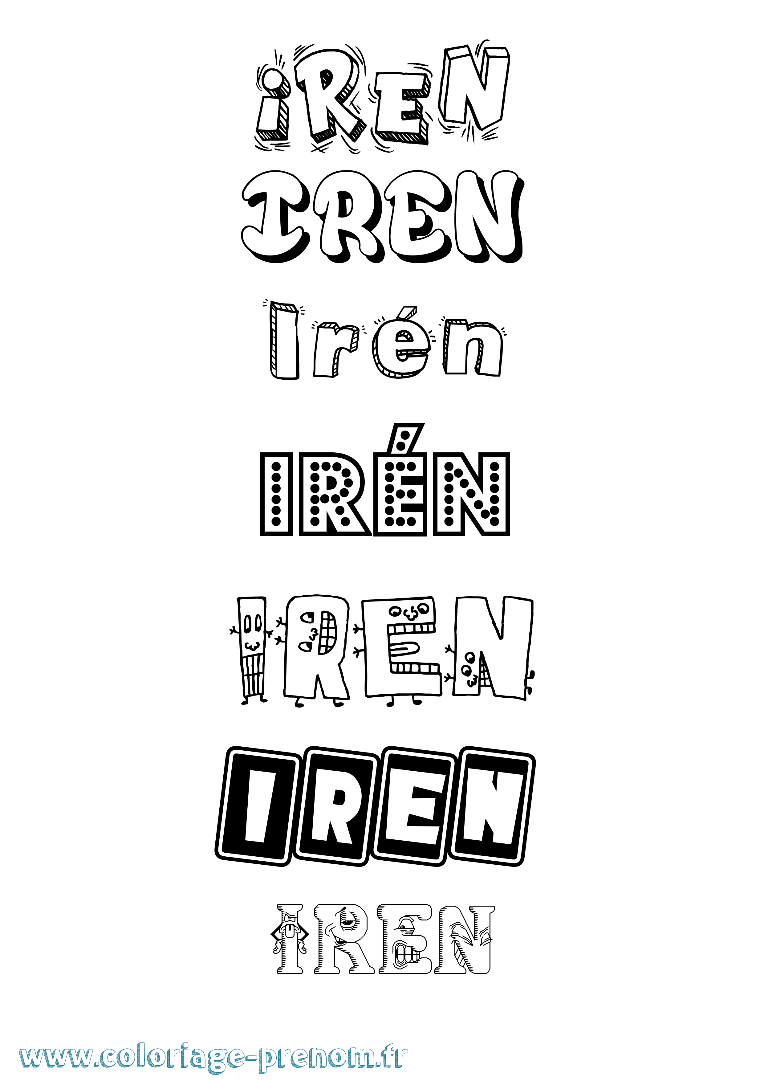 Coloriage Irén Fun Coloriage prénom Irén Fun