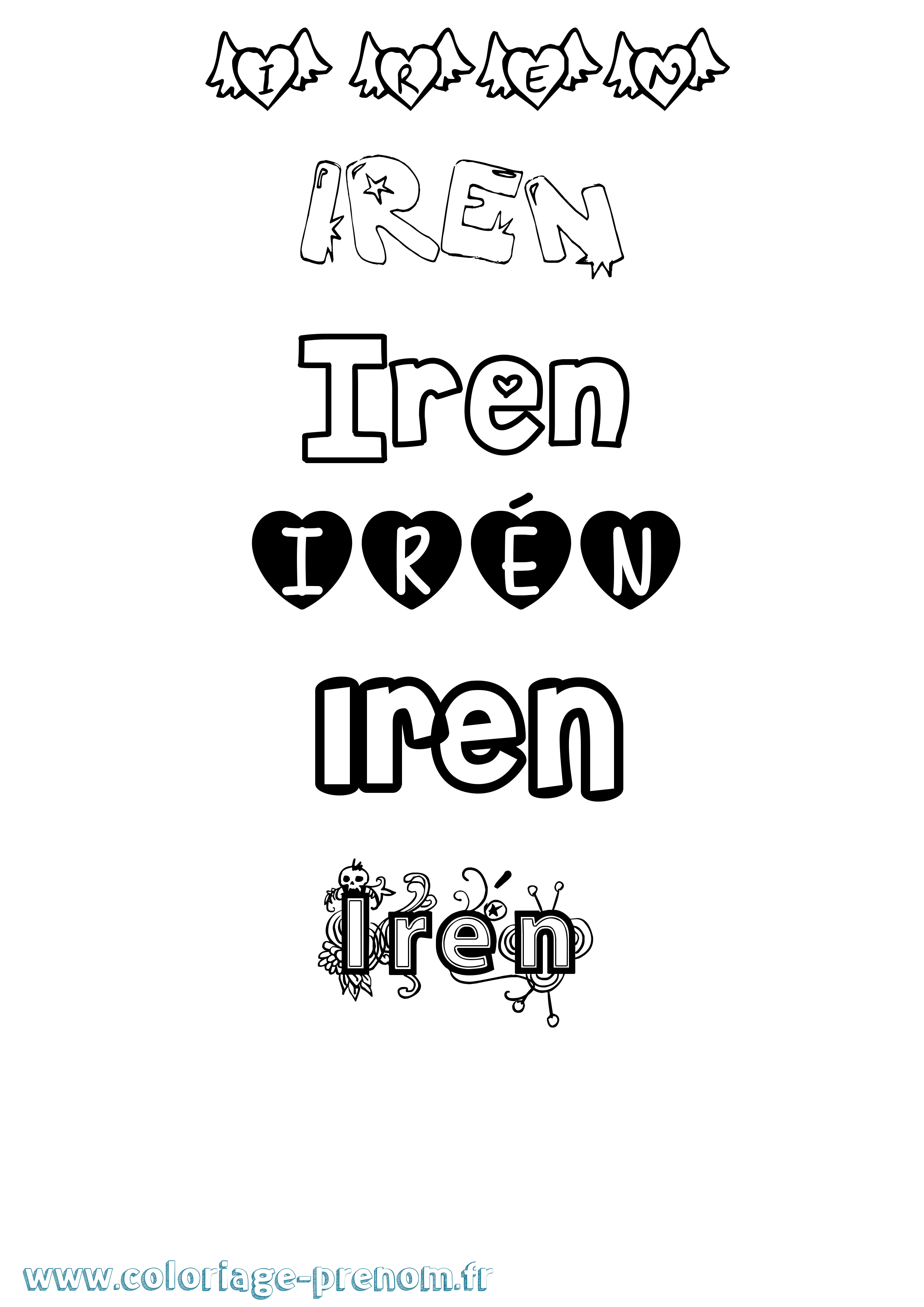 Coloriage Irén Girly Coloriage prénom Irén Girly