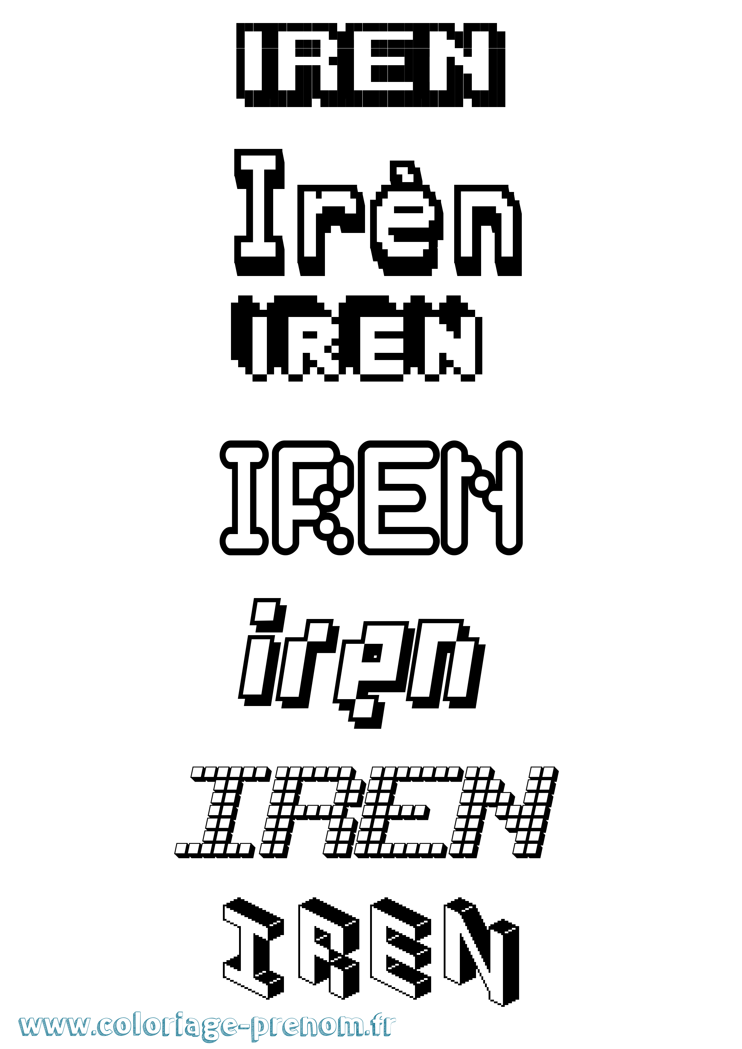 Coloriage Irén Pixel Coloriage prénom Irén Pixel