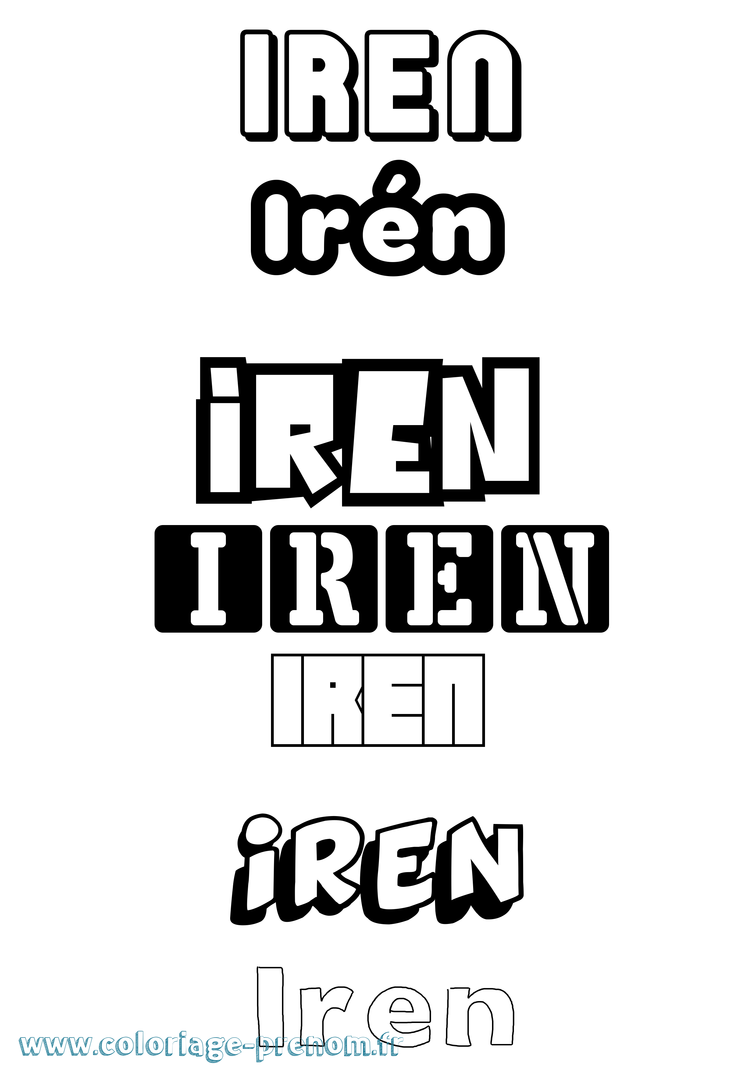 Coloriage Irén Simple Coloriage prénom Irén Simple
