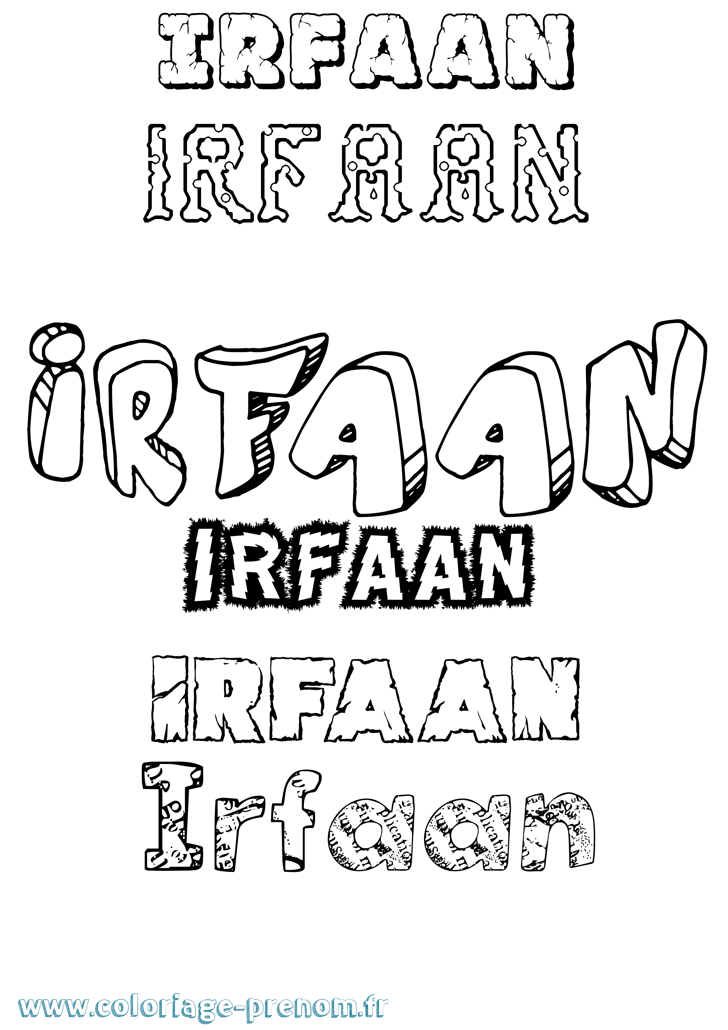 Coloriage Irfaan Destructuré Coloriage prénom Irfaan Destructuré