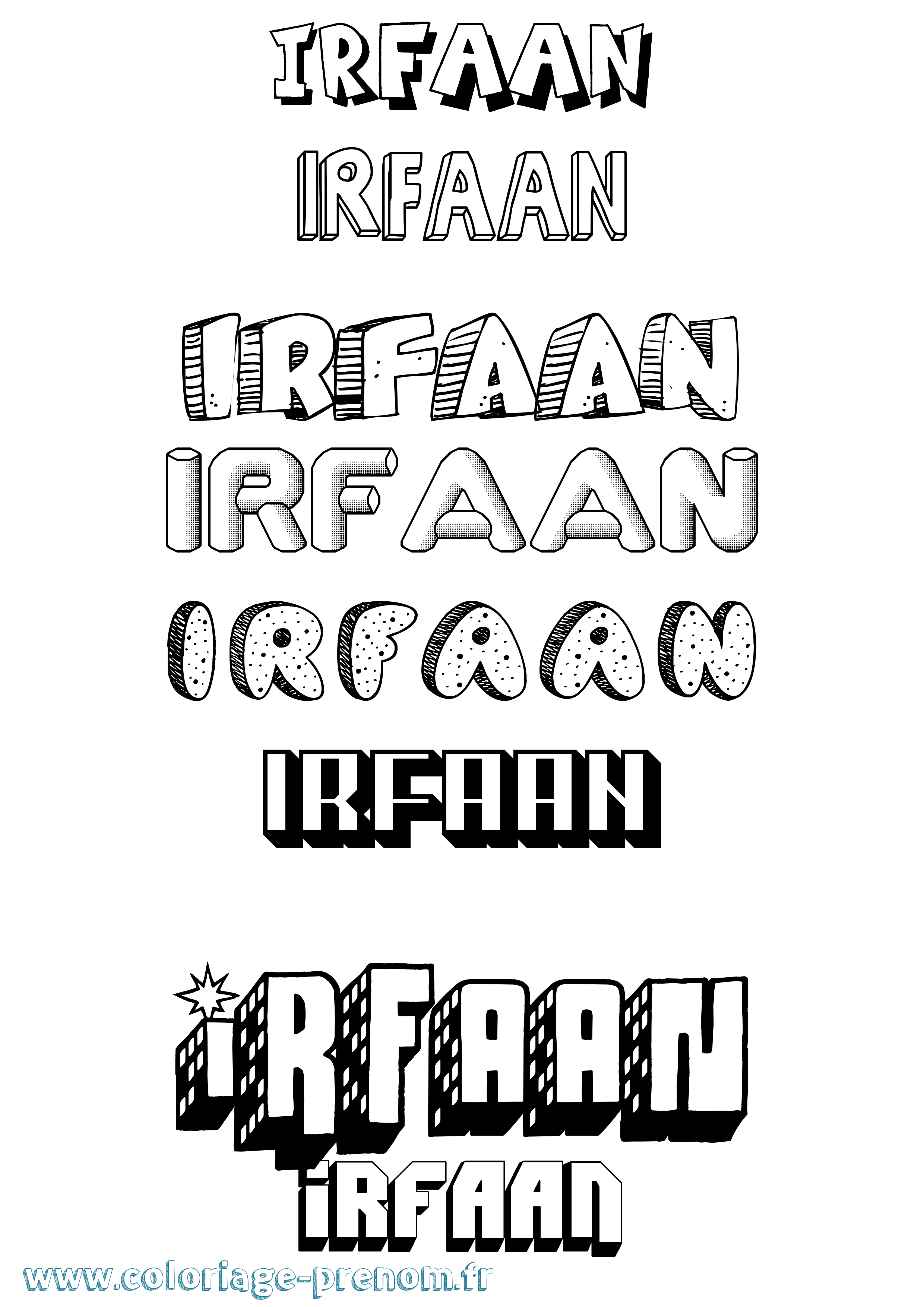 Coloriage Irfaan Effet 3D Coloriage prénom Irfaan Effet 3D