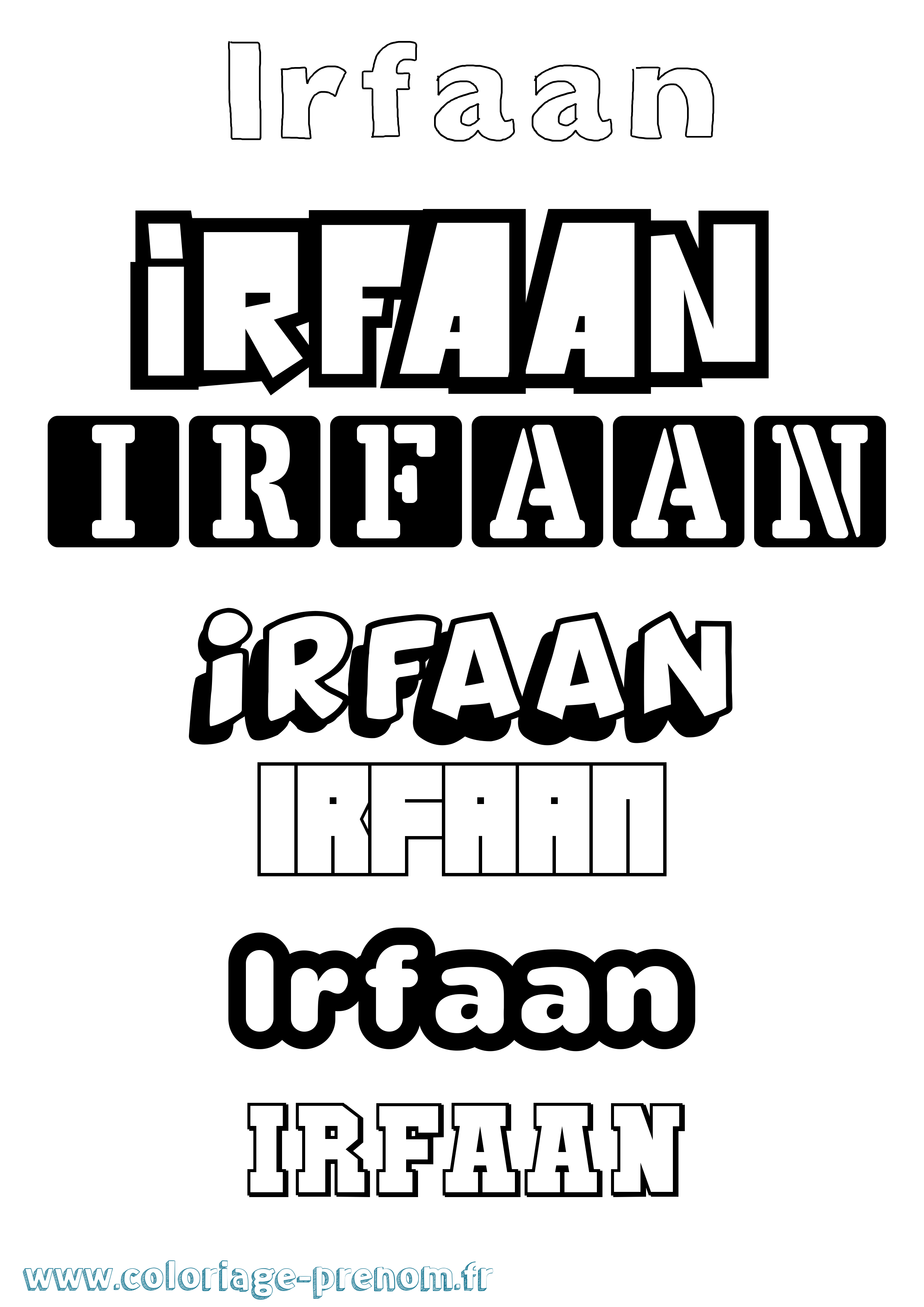 Coloriage Irfaan Simple Coloriage prénom Irfaan Simple