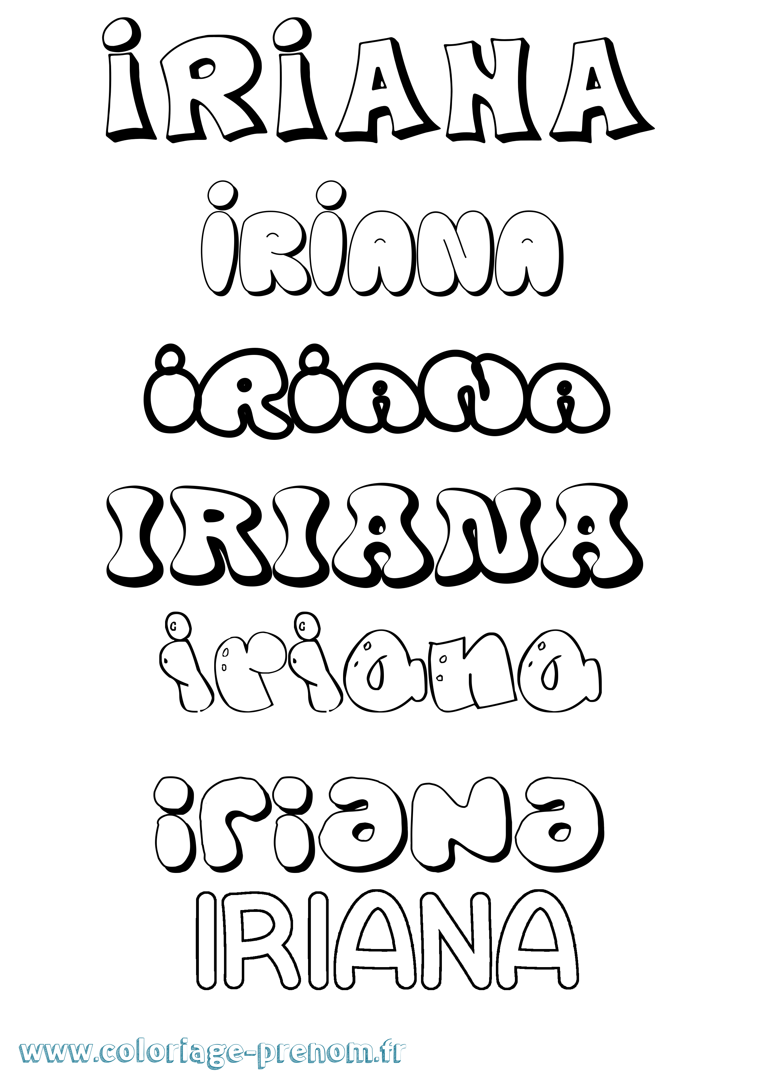 Coloriage Iriana Bubble Coloriage prénom Iriana Bubble