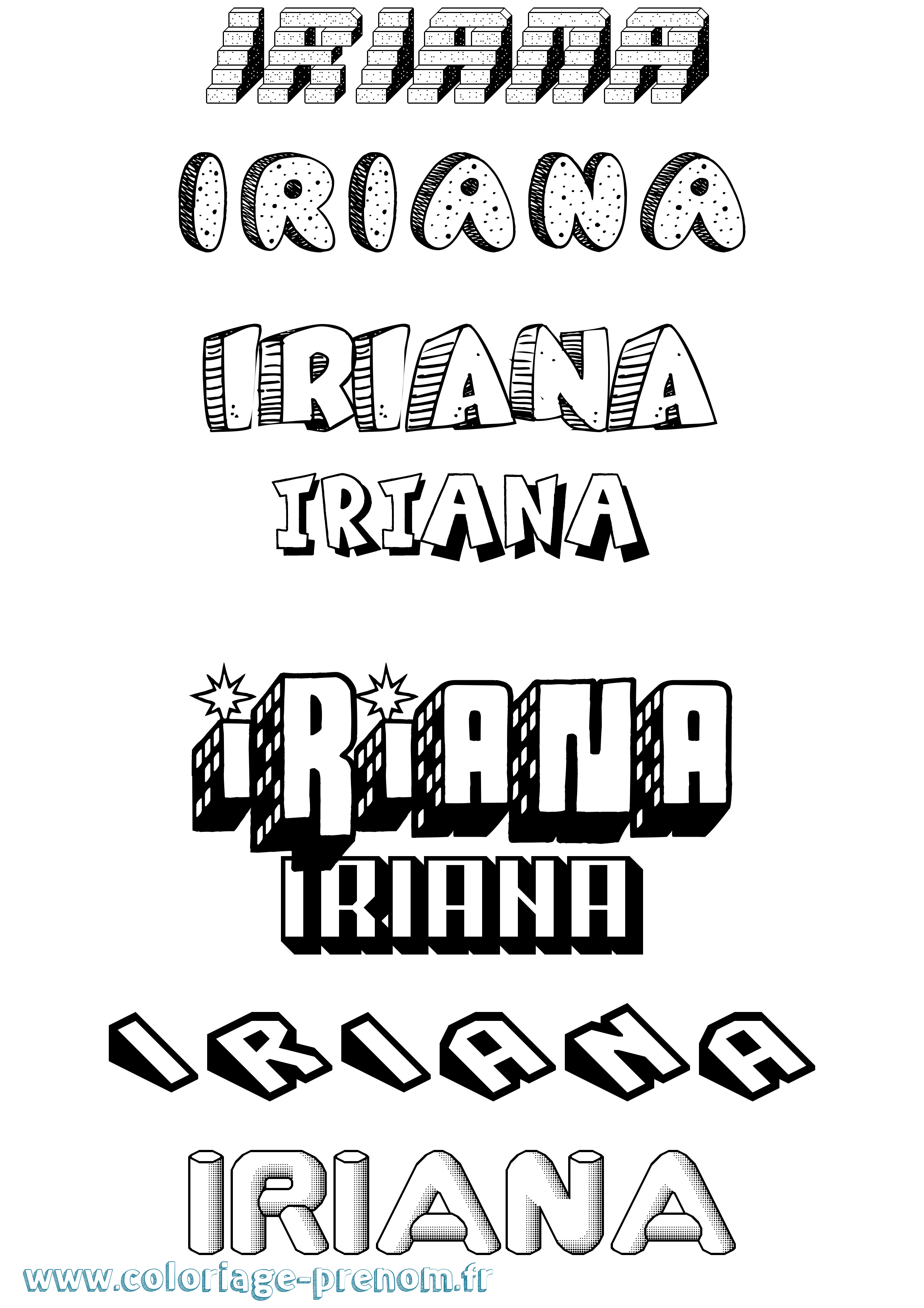 Coloriage Iriana Effet 3D Coloriage prénom Iriana Effet 3D