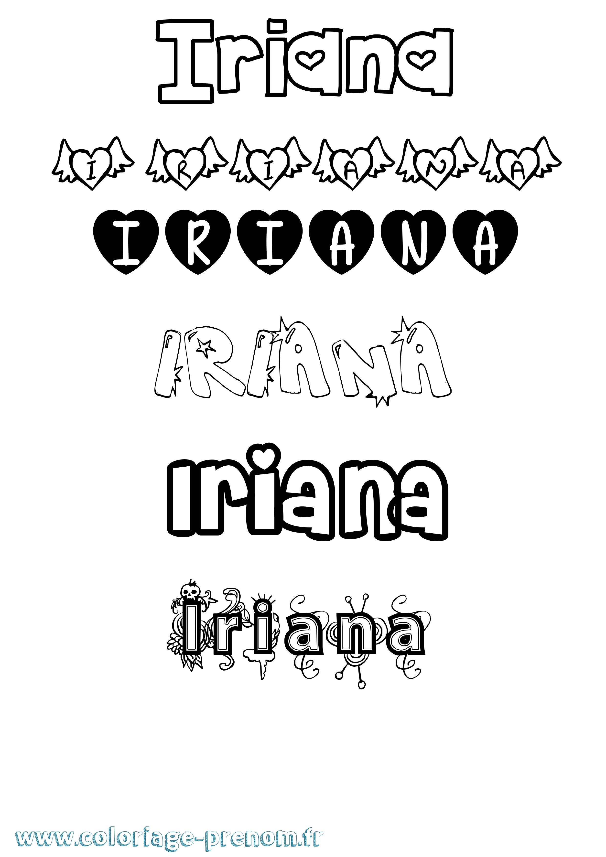Coloriage Iriana Girly Coloriage prénom Iriana Girly
