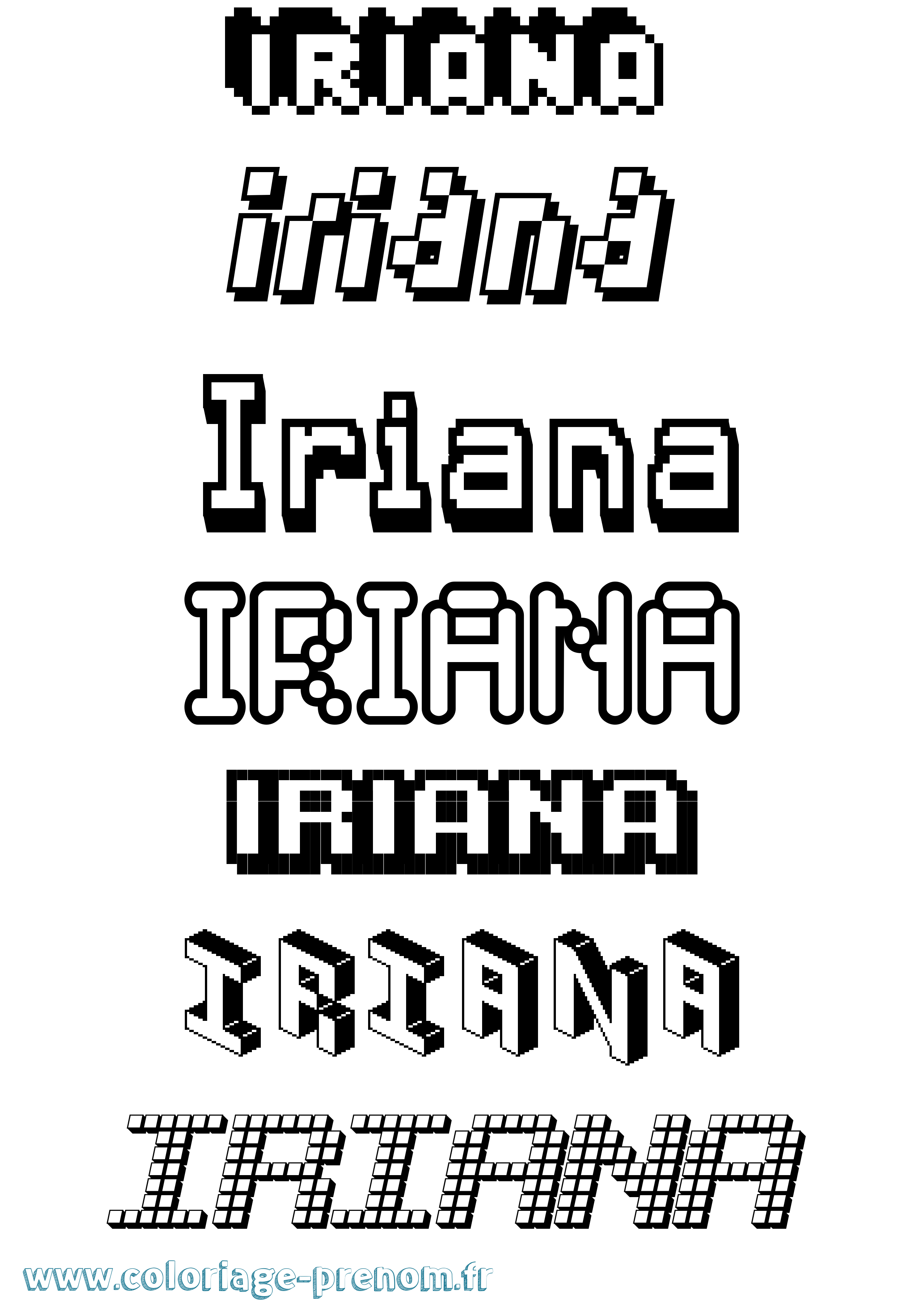 Coloriage Iriana Pixel Coloriage prénom Iriana Pixel