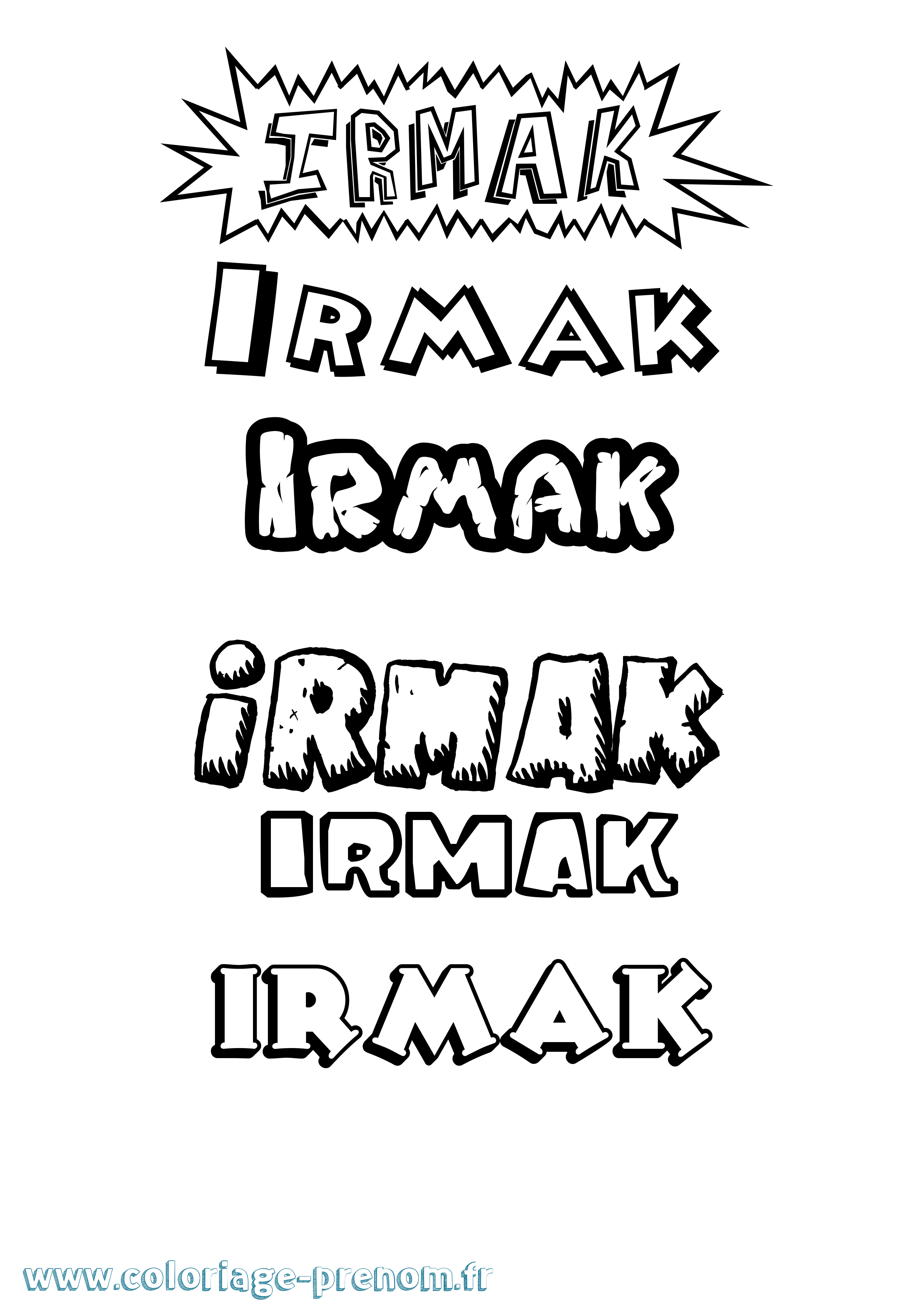 Coloriage Irmak Dessin Animé Coloriage prénom Irmak Dessin Animé