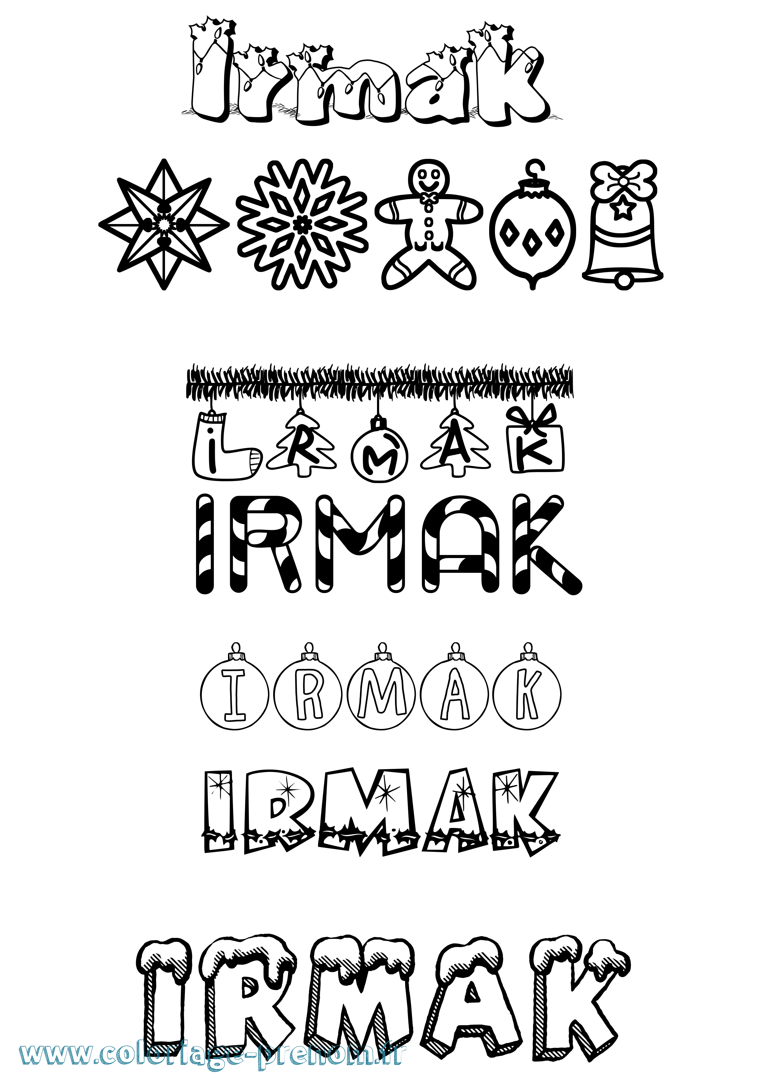 Coloriage Irmak Noël Coloriage prénom Irmak Noël
