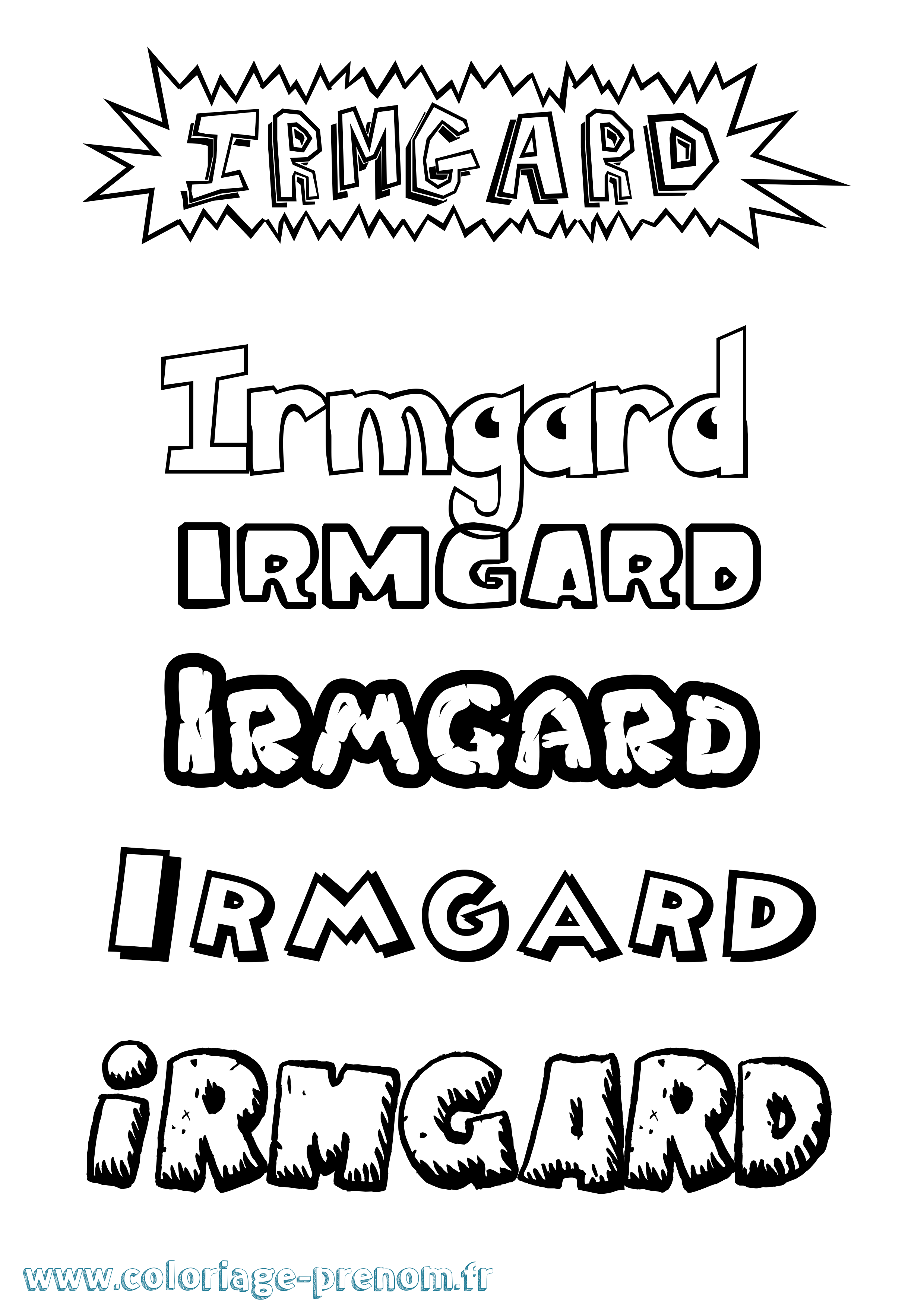 Coloriage Irmgard Dessin Animé Coloriage prénom Irmgard Dessin Animé