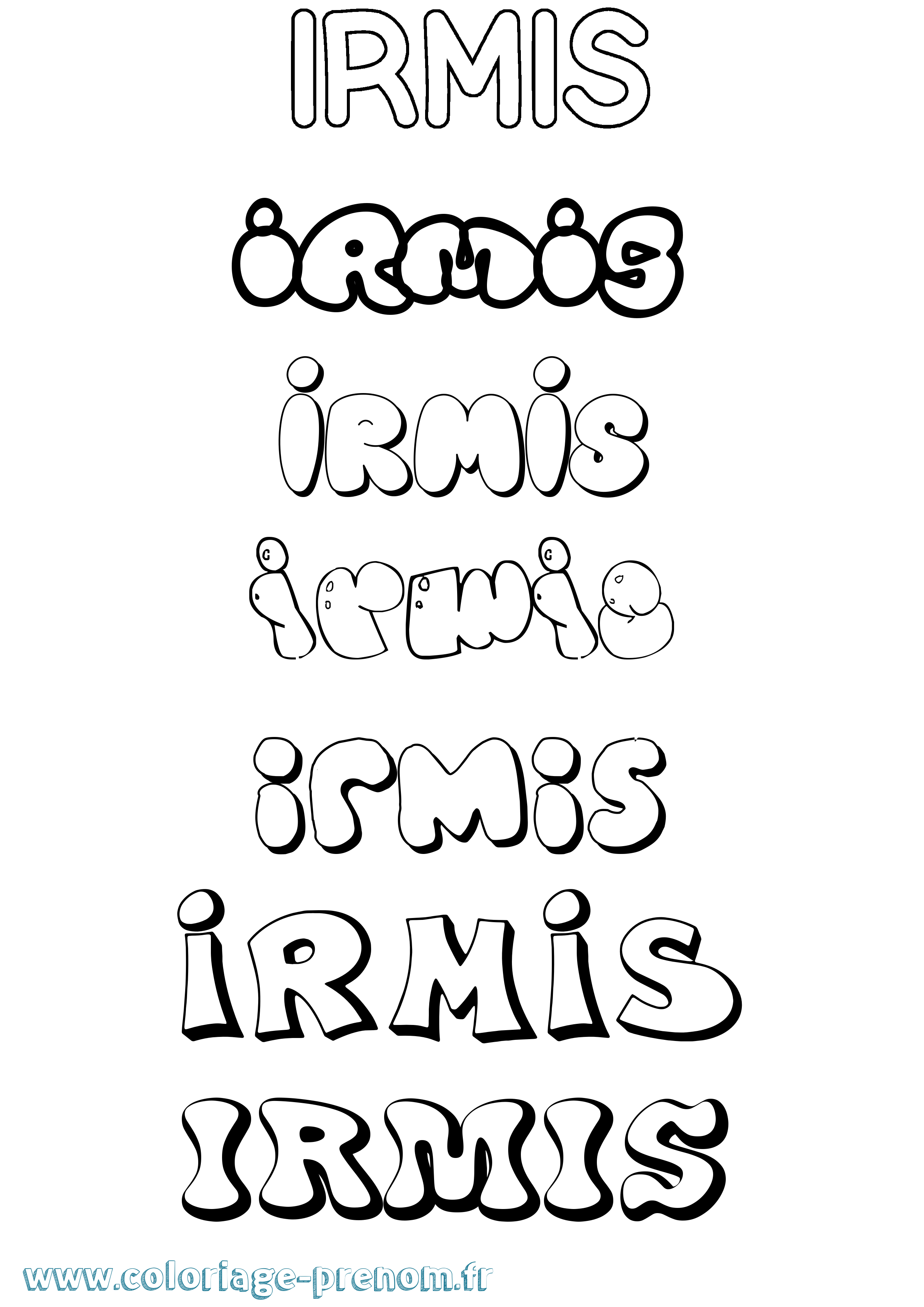 Coloriage Irmis Bubble Coloriage prénom Irmis Bubble