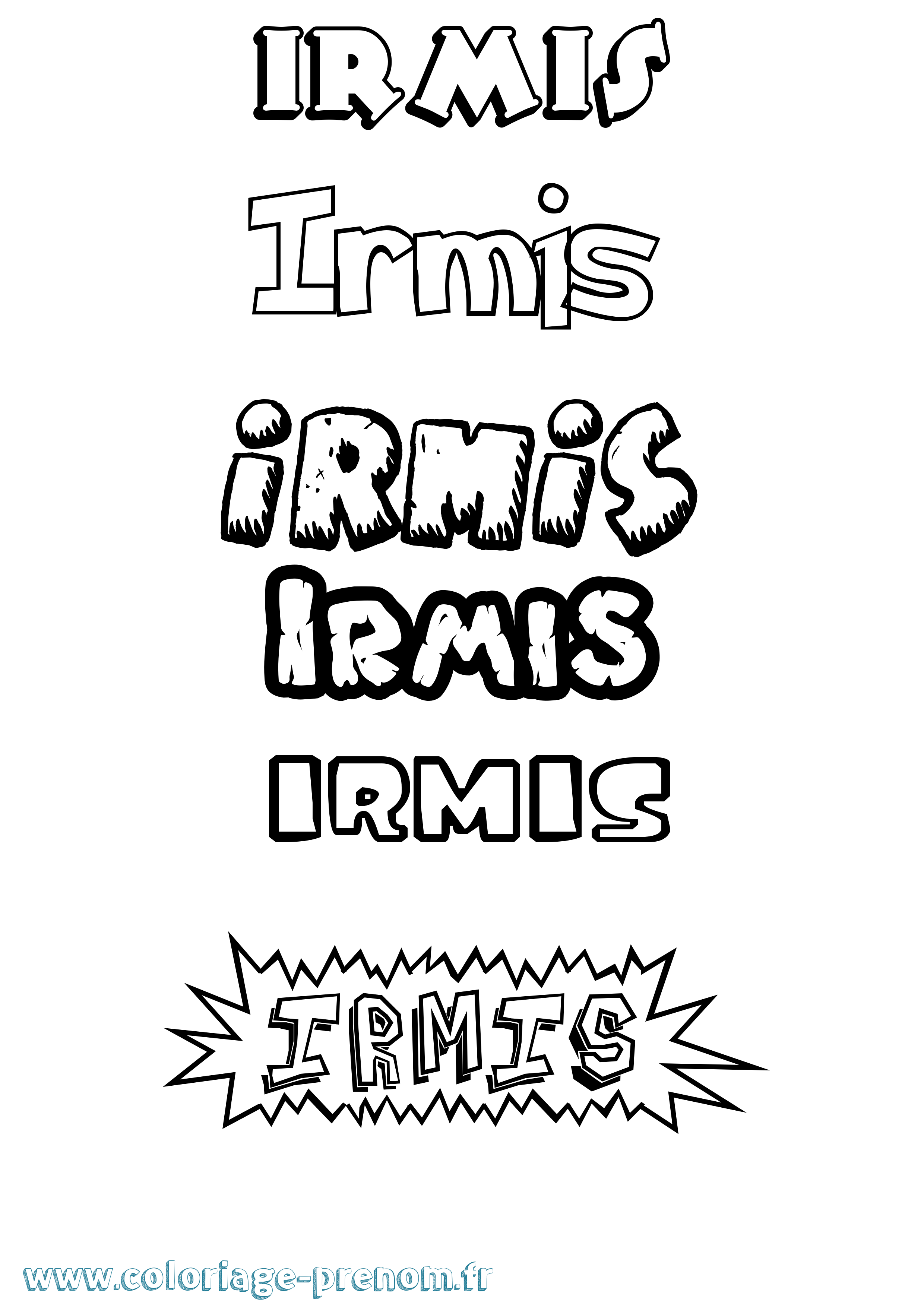 Coloriage Irmis Dessin Animé Coloriage prénom Irmis Dessin Animé
