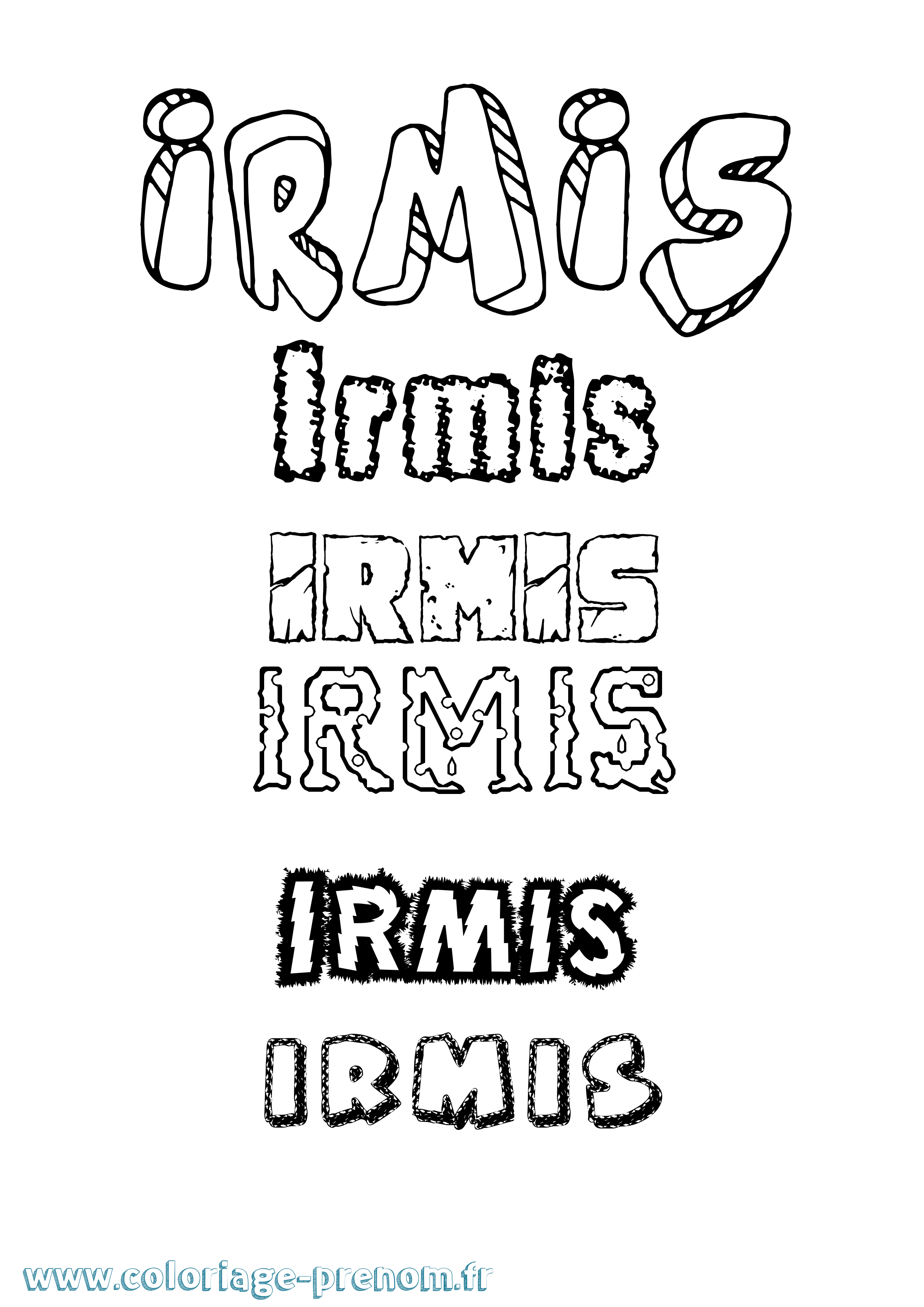 Coloriage Irmis Destructuré Coloriage prénom Irmis Destructuré