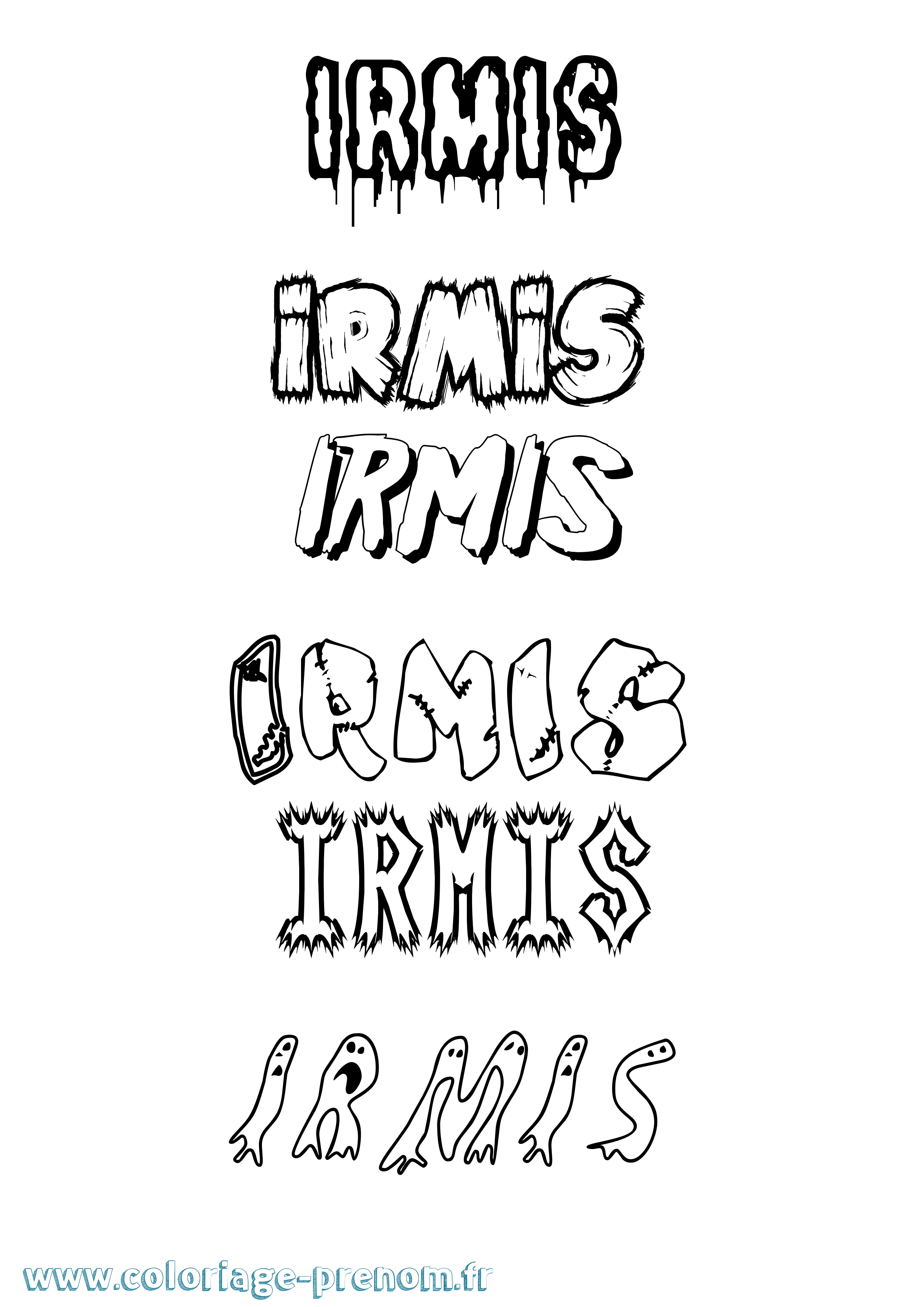 Coloriage Irmis Frisson Coloriage prénom Irmis Frisson