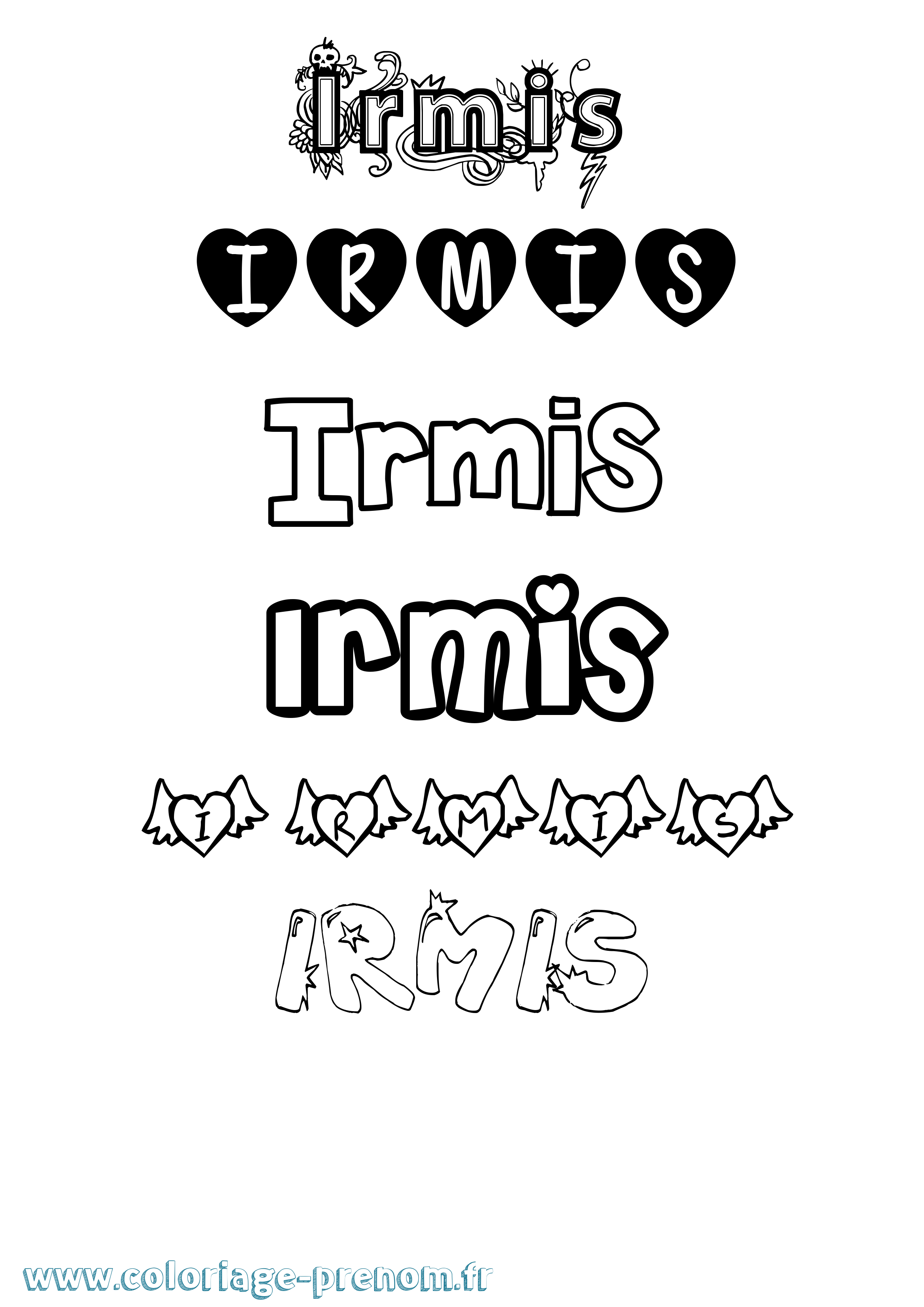 Coloriage Irmis Girly Coloriage prénom Irmis Girly