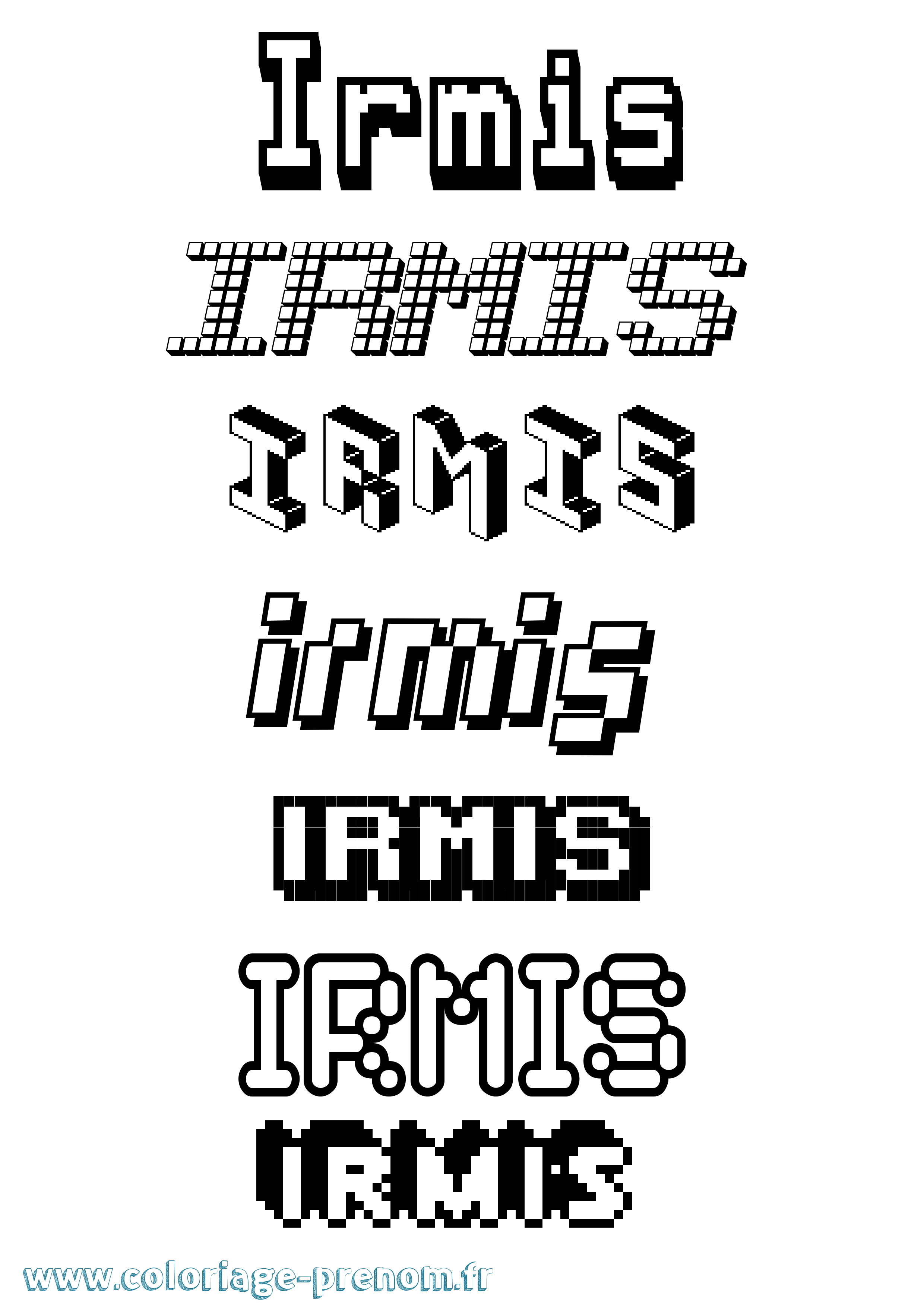 Coloriage Irmis Pixel Coloriage prénom Irmis Pixel