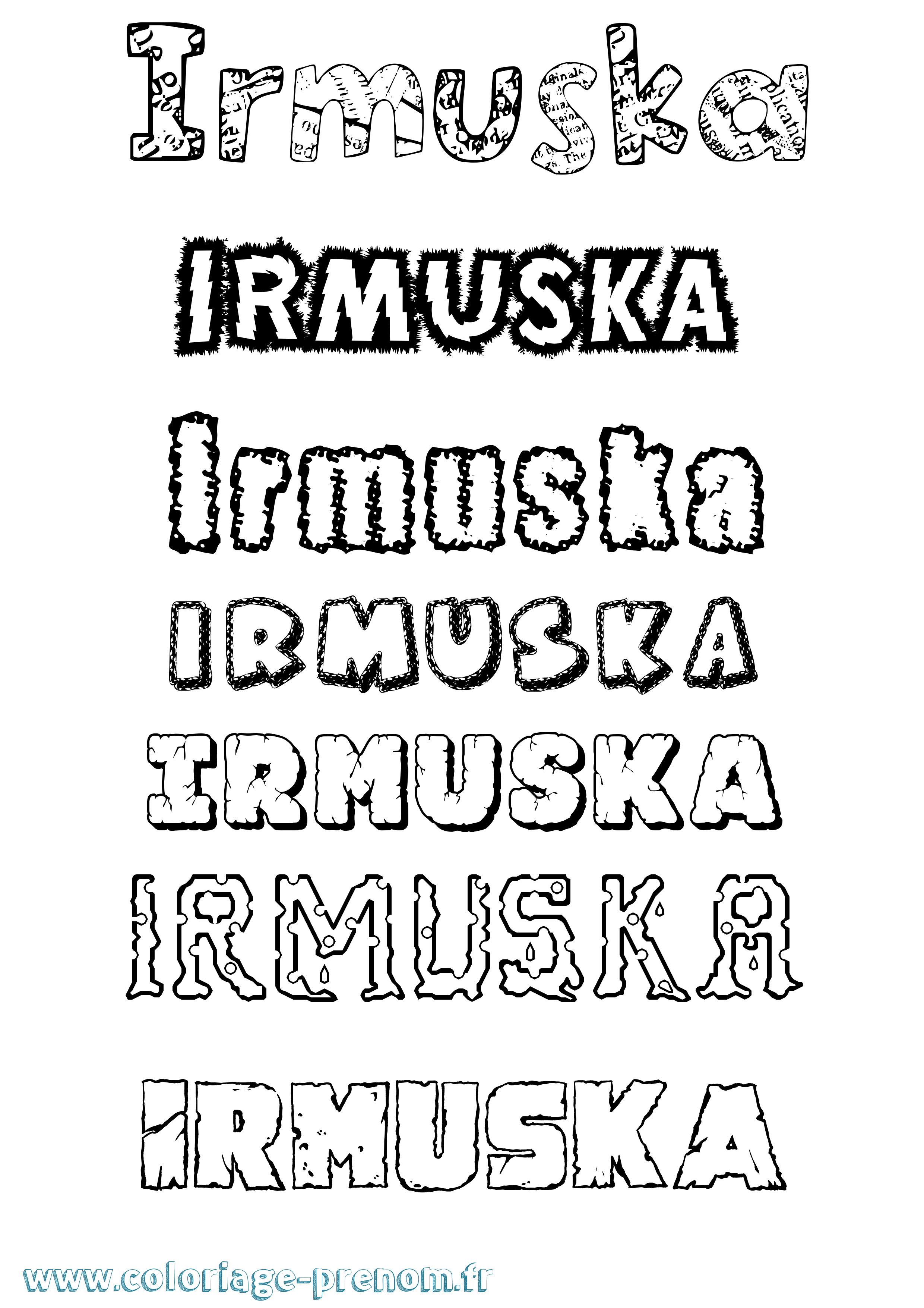 Coloriage Irmuska Destructuré Coloriage prénom Irmuska Destructuré