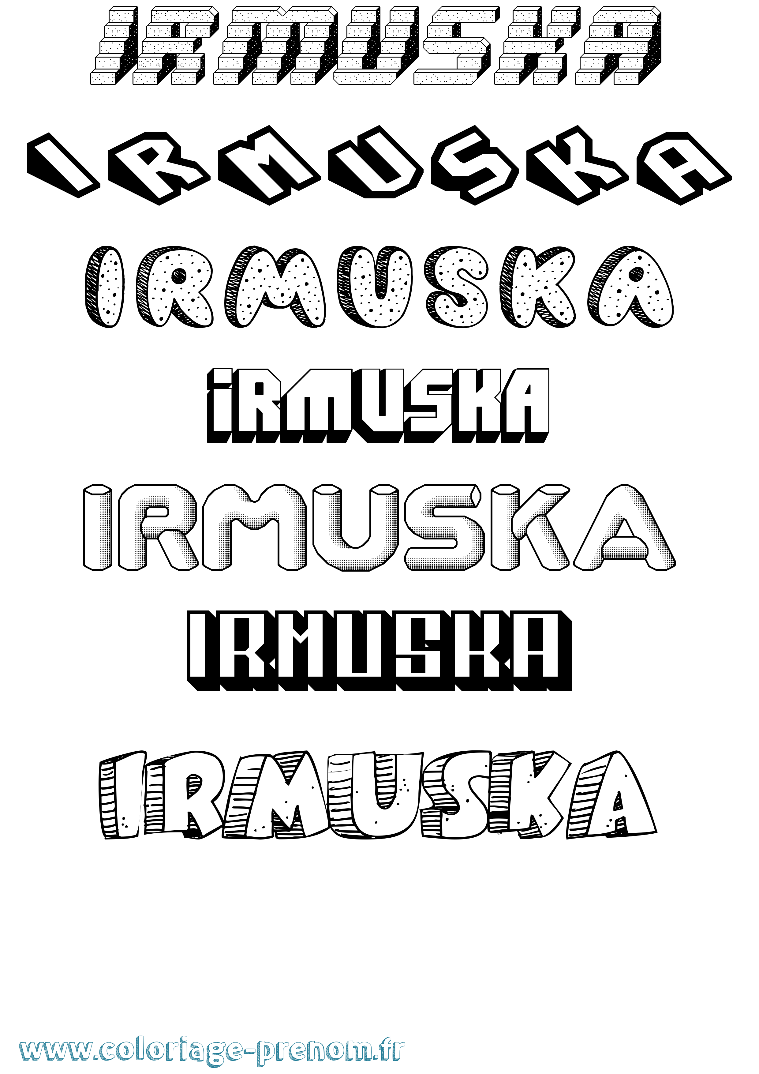 Coloriage Irmuska Effet 3D Coloriage prénom Irmuska Effet 3D