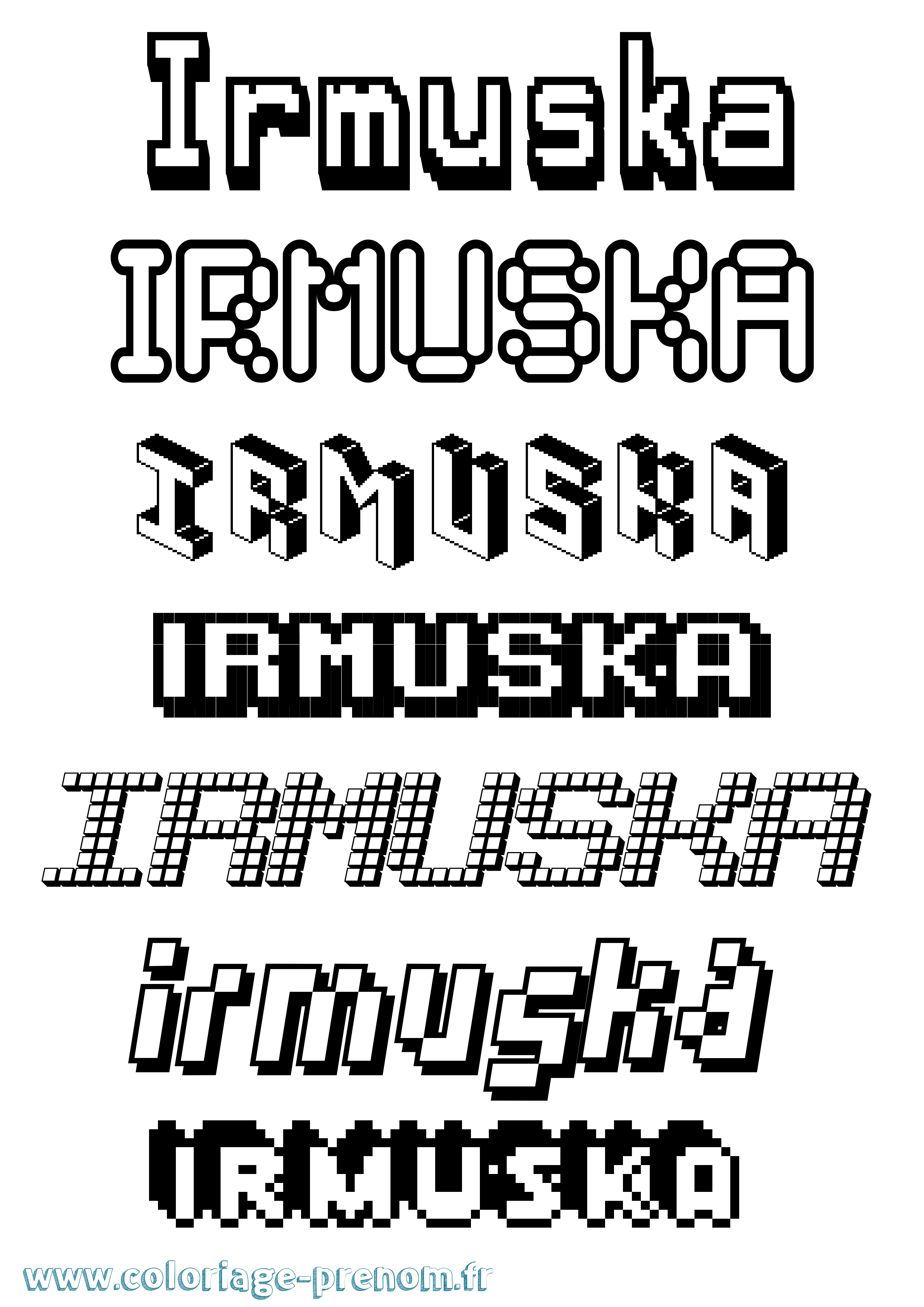 Coloriage Irmuska Pixel Coloriage prénom Irmuska Pixel