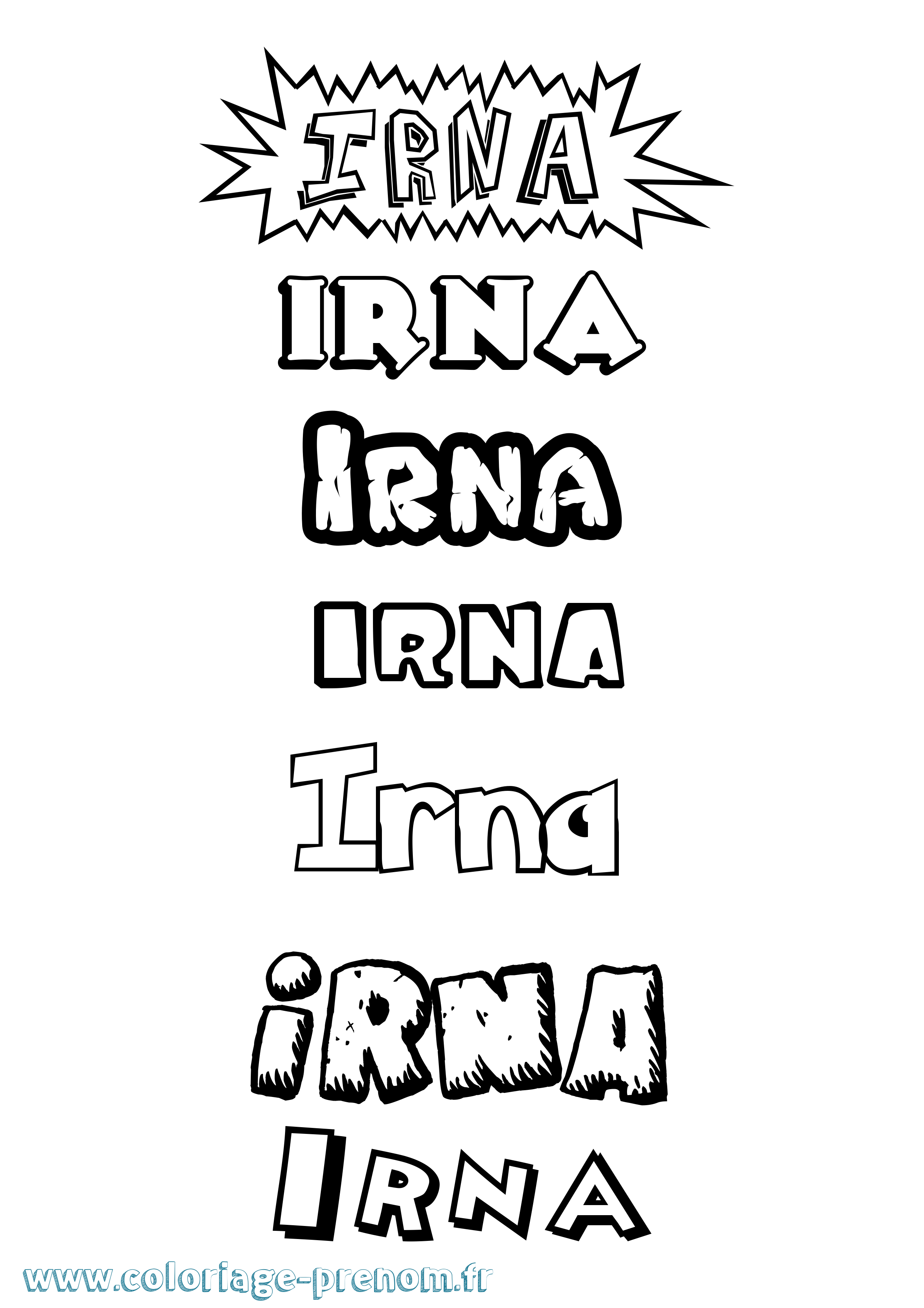 Coloriage Irna Dessin Animé Coloriage prénom Irna Dessin Animé