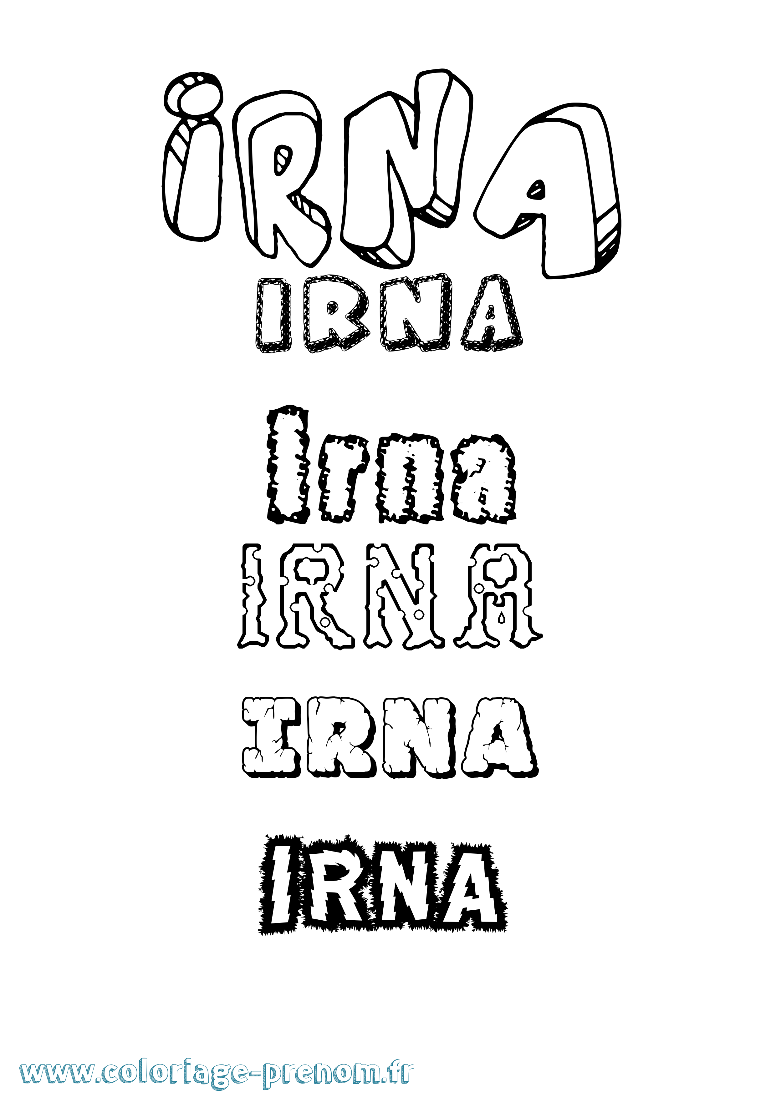 Coloriage Irna Destructuré Coloriage prénom Irna Destructuré
