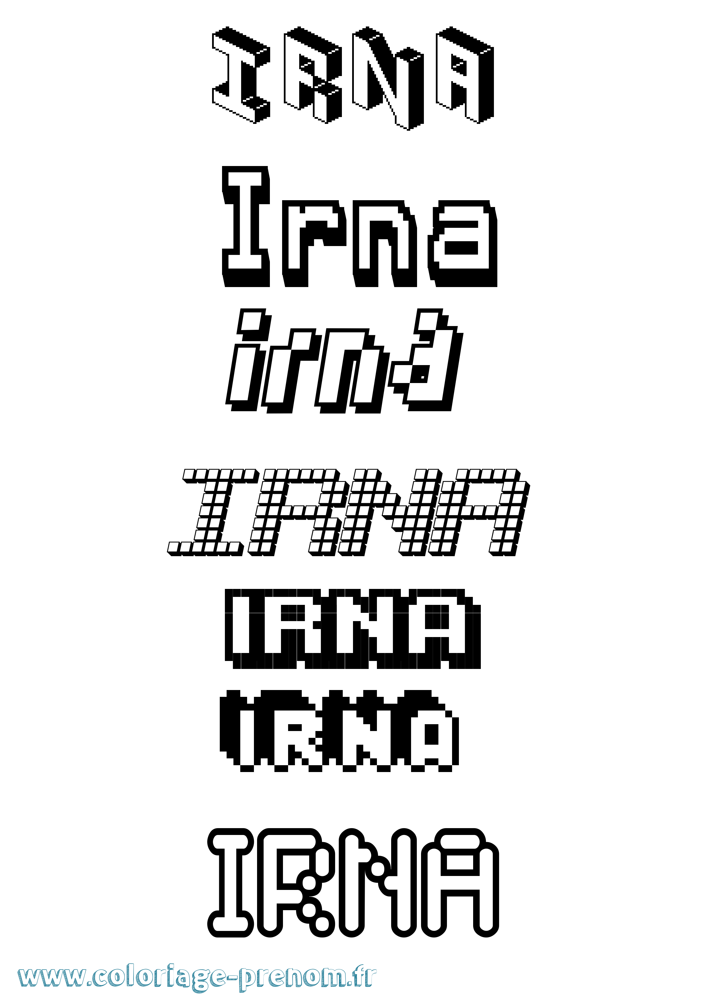 Coloriage Irna Pixel Coloriage prénom Irna Pixel