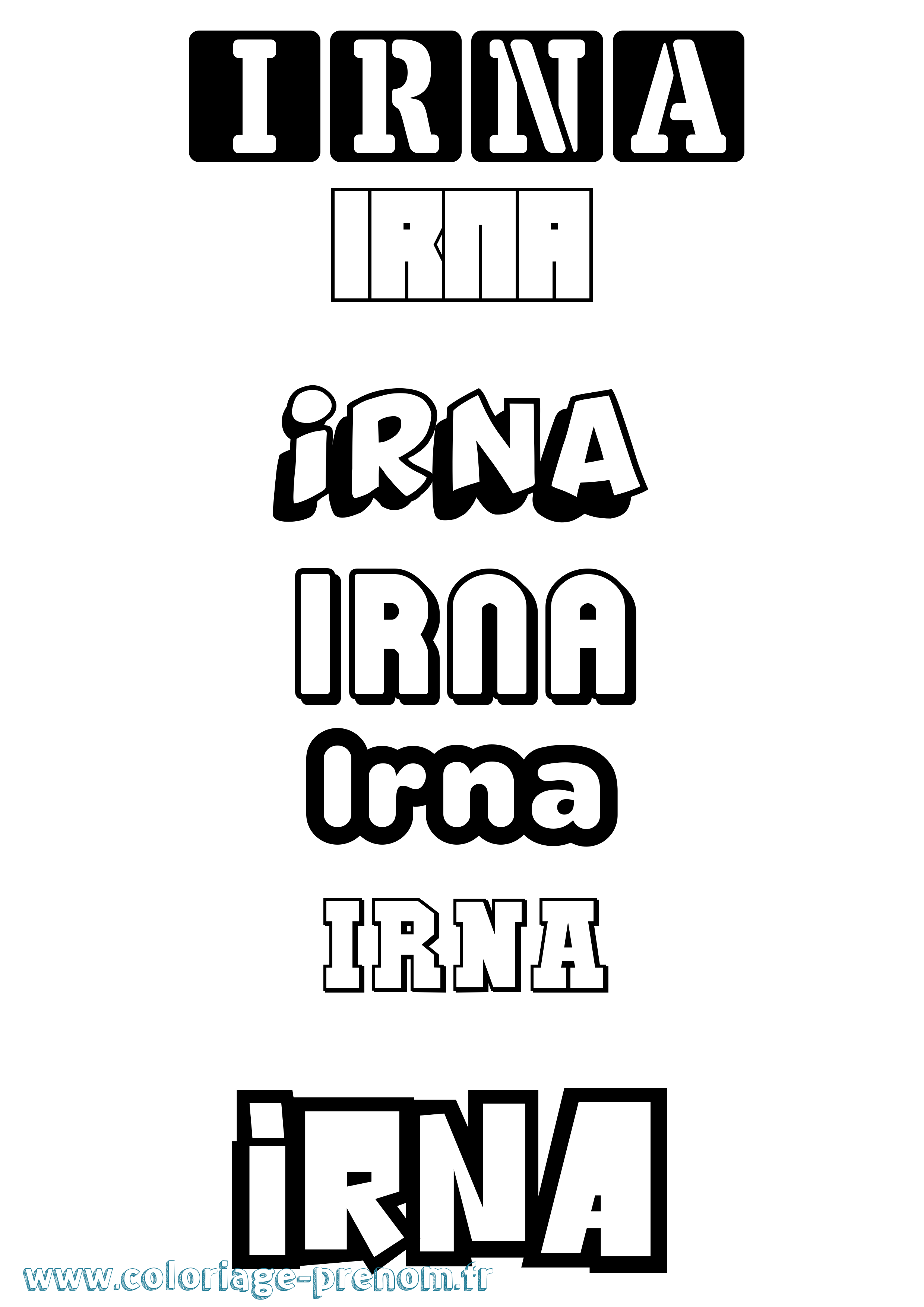 Coloriage Irna Simple Coloriage prénom Irna Simple