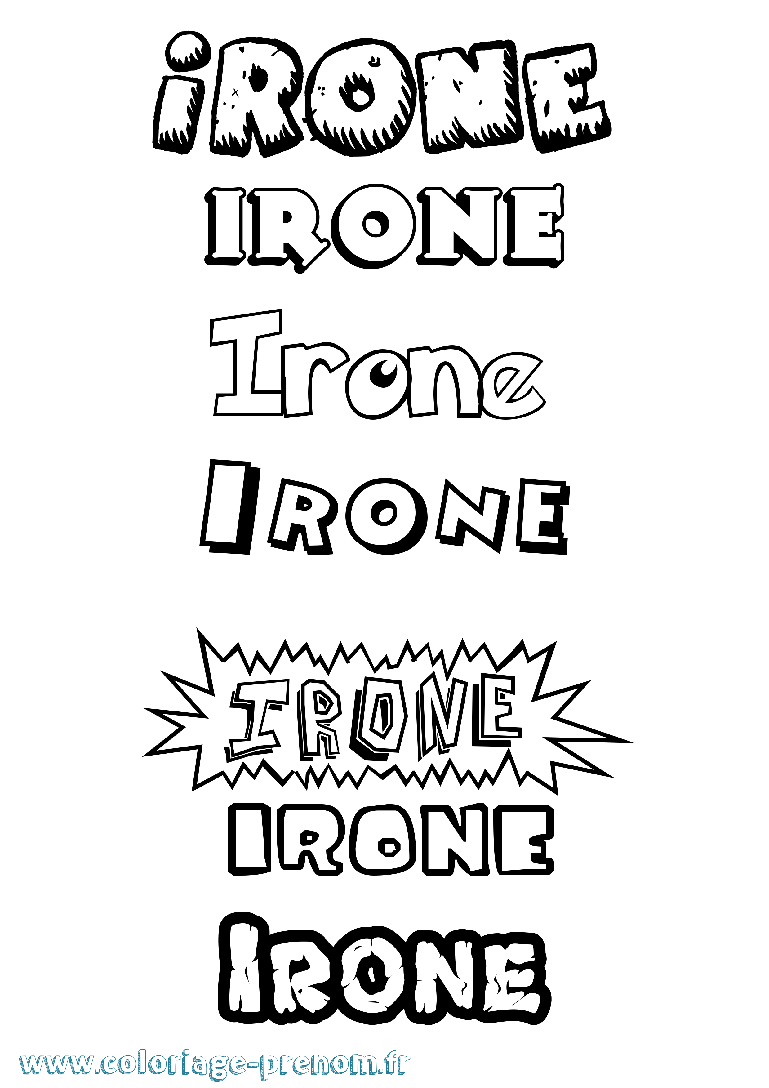 Coloriage Irone Dessin Animé Coloriage prénom Irone Dessin Animé