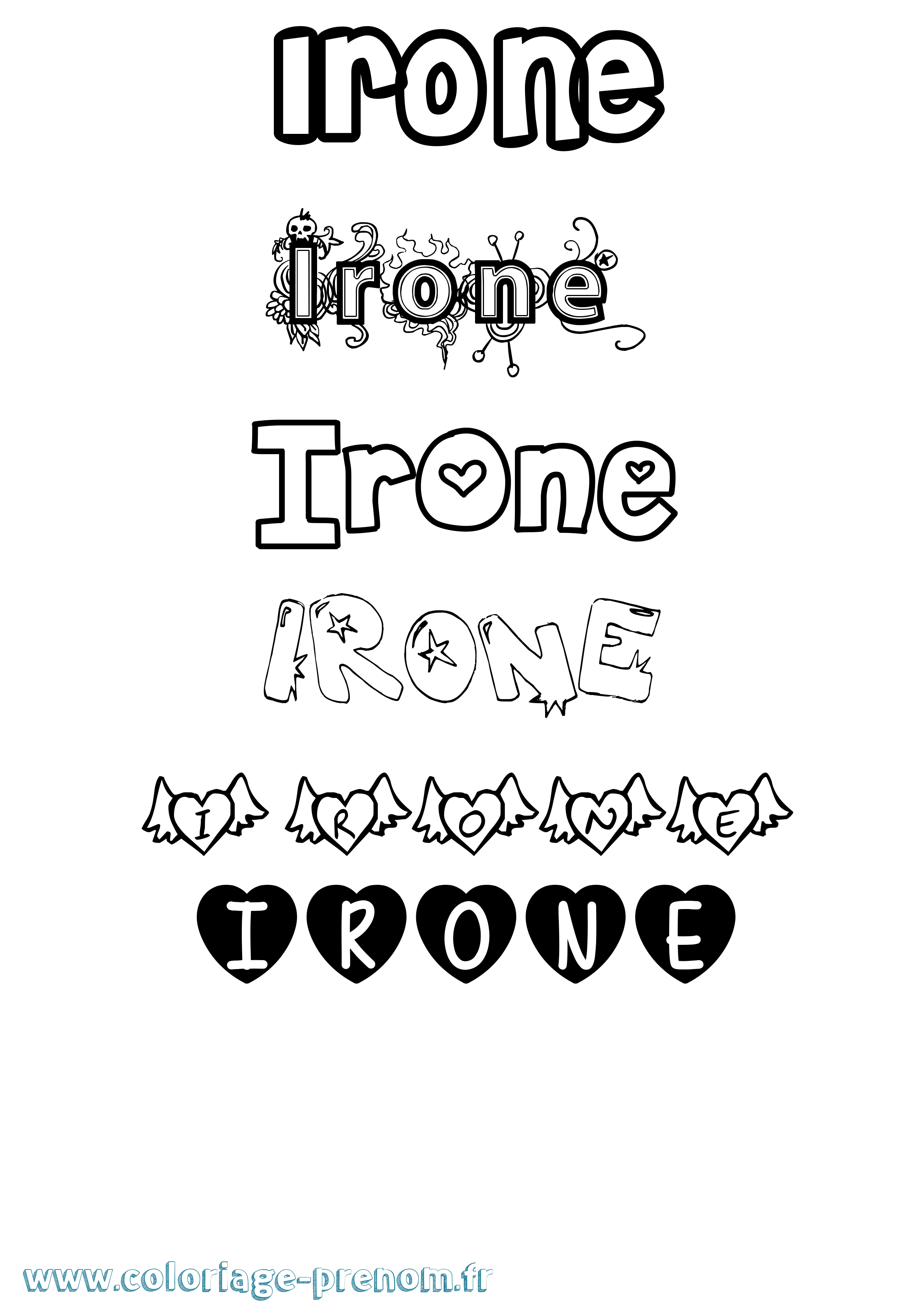 Coloriage Irone Girly Coloriage prénom Irone Girly