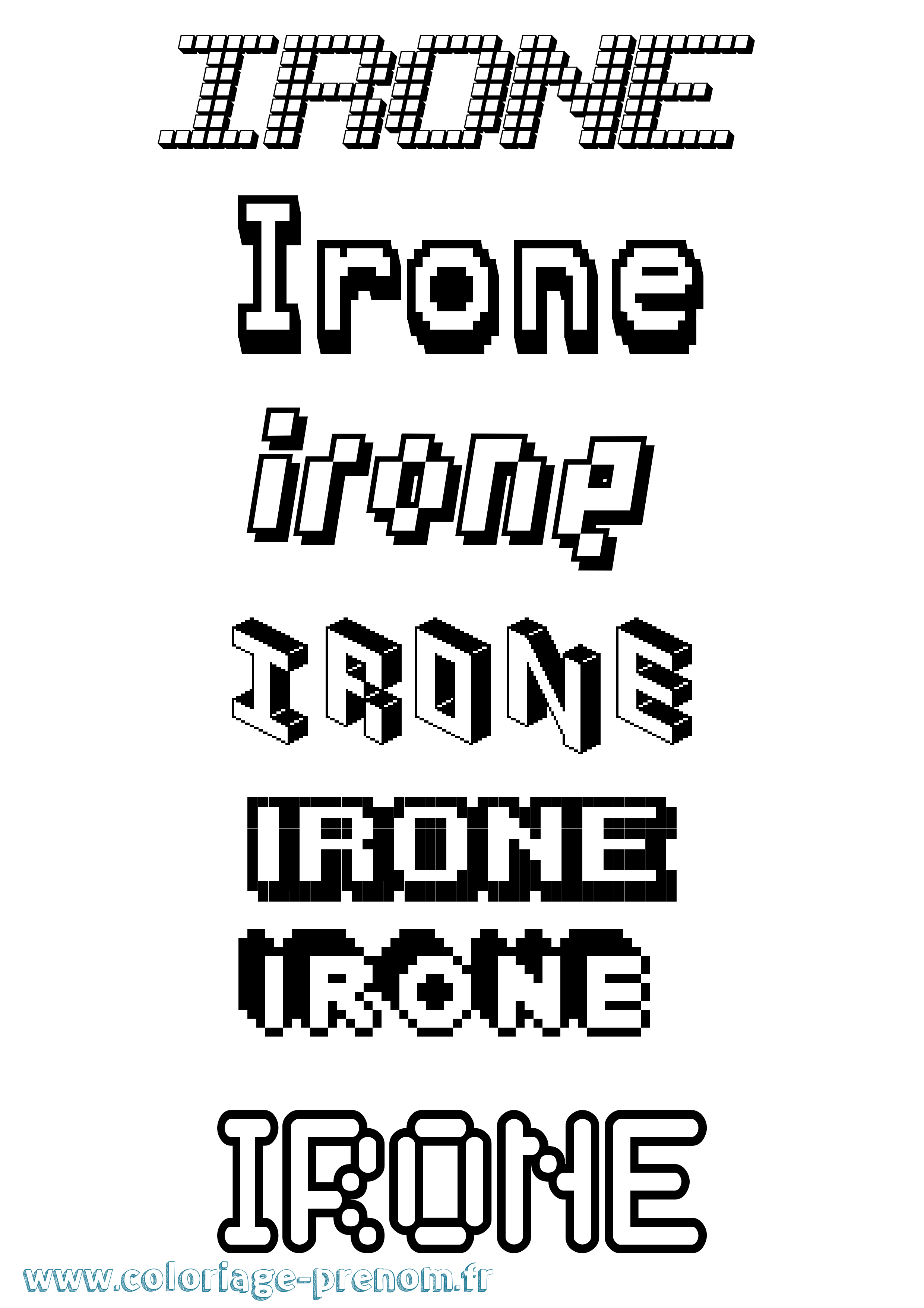 Coloriage Irone Pixel Coloriage prénom Irone Pixel