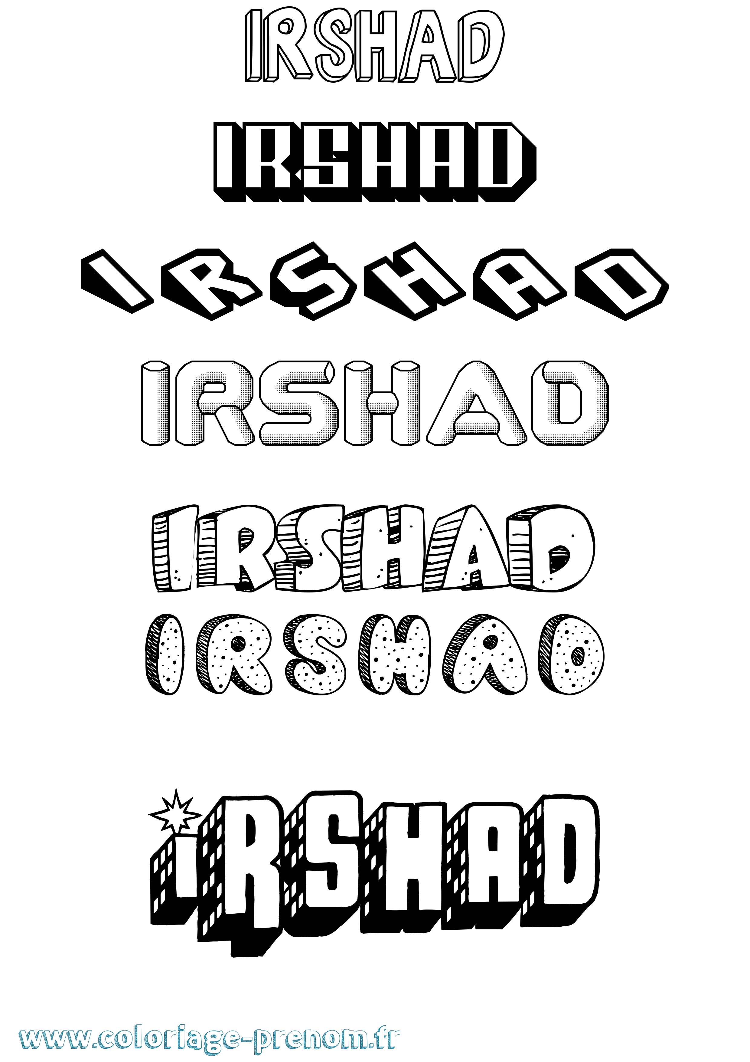 Coloriage Irshad Effet 3D Coloriage prénom Irshad Effet 3D