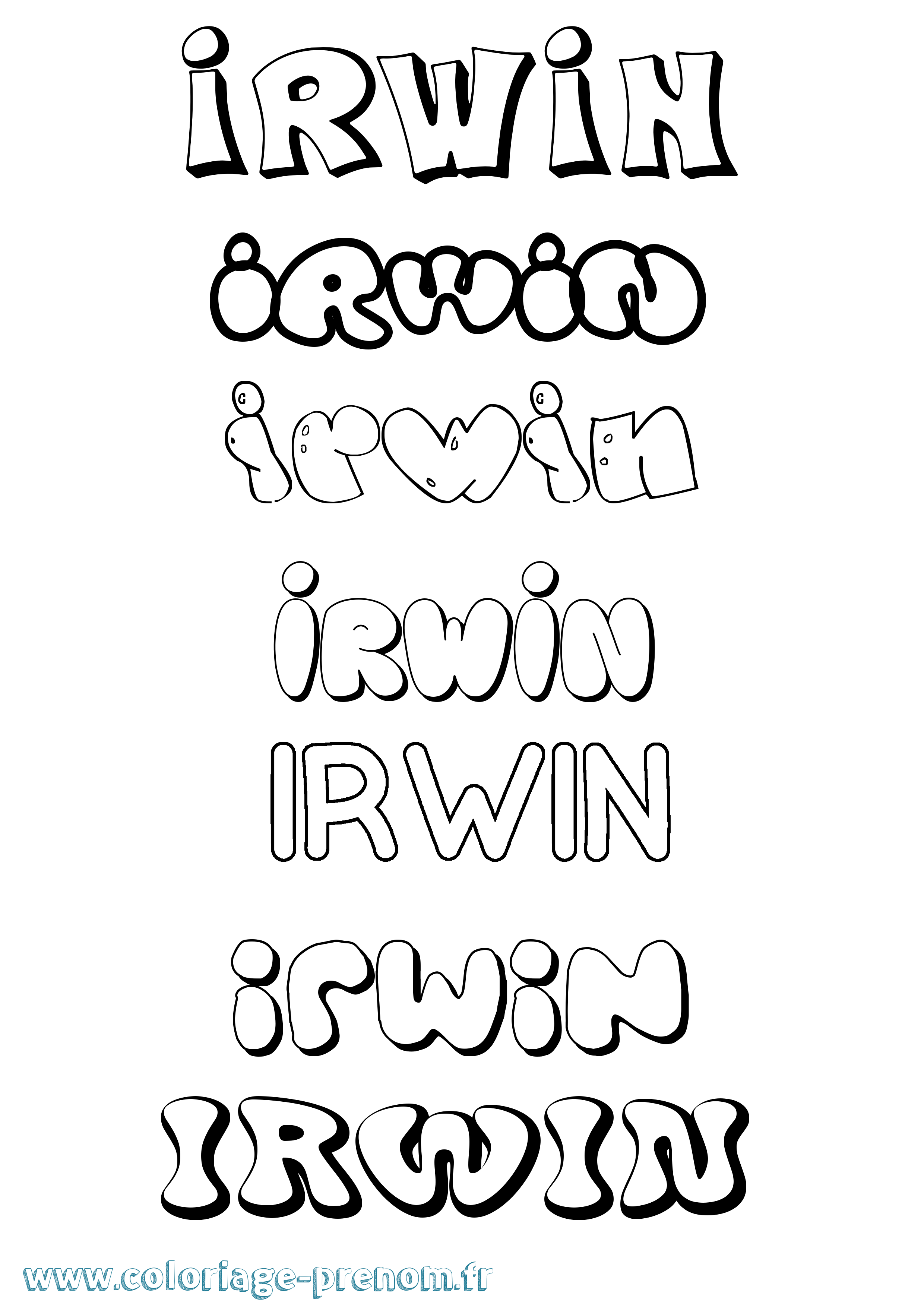 Coloriage Irwin Bubble Coloriage prénom Irwin Bubble