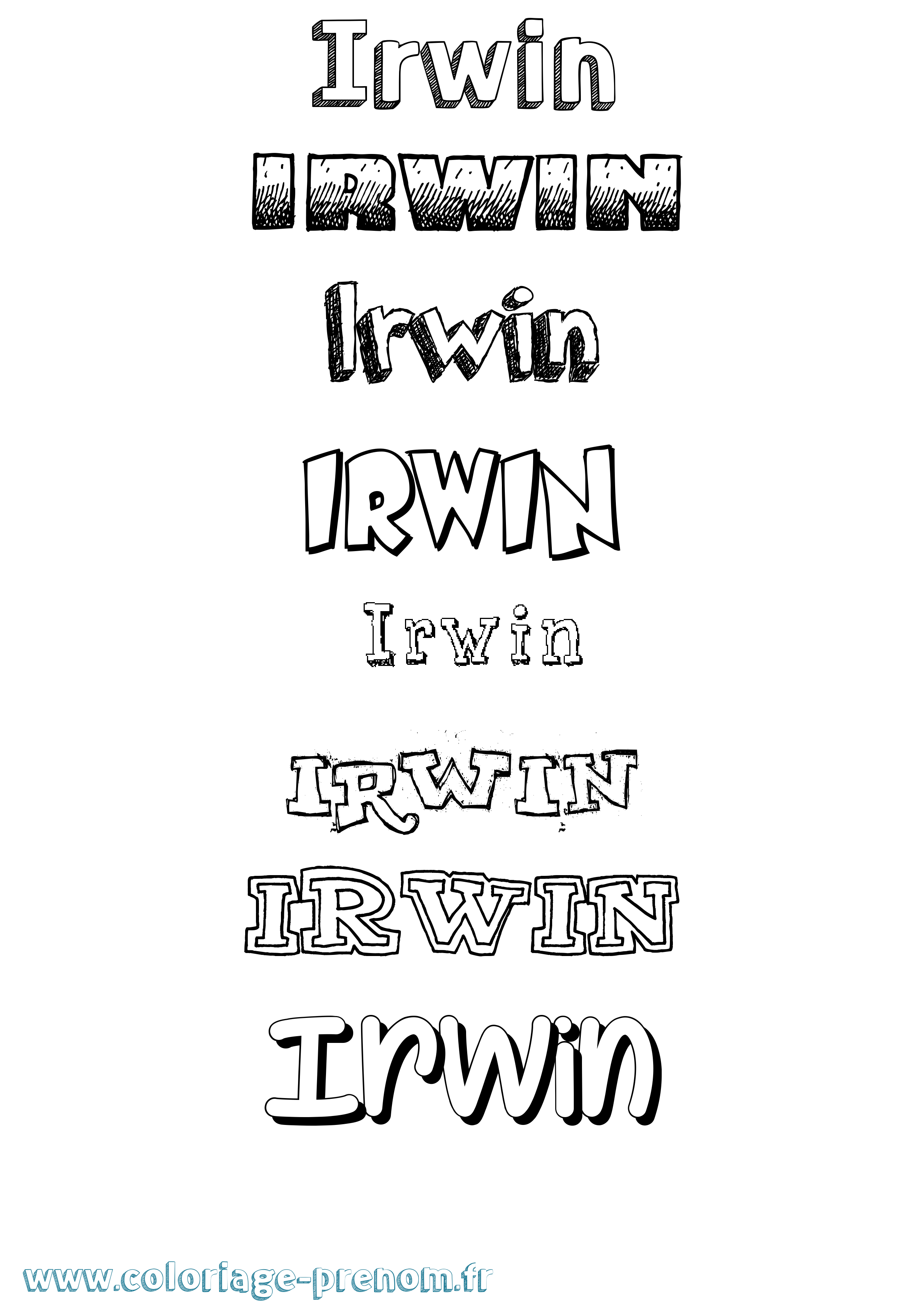 Coloriage Irwin Dessiné Coloriage prénom Irwin Dessiné