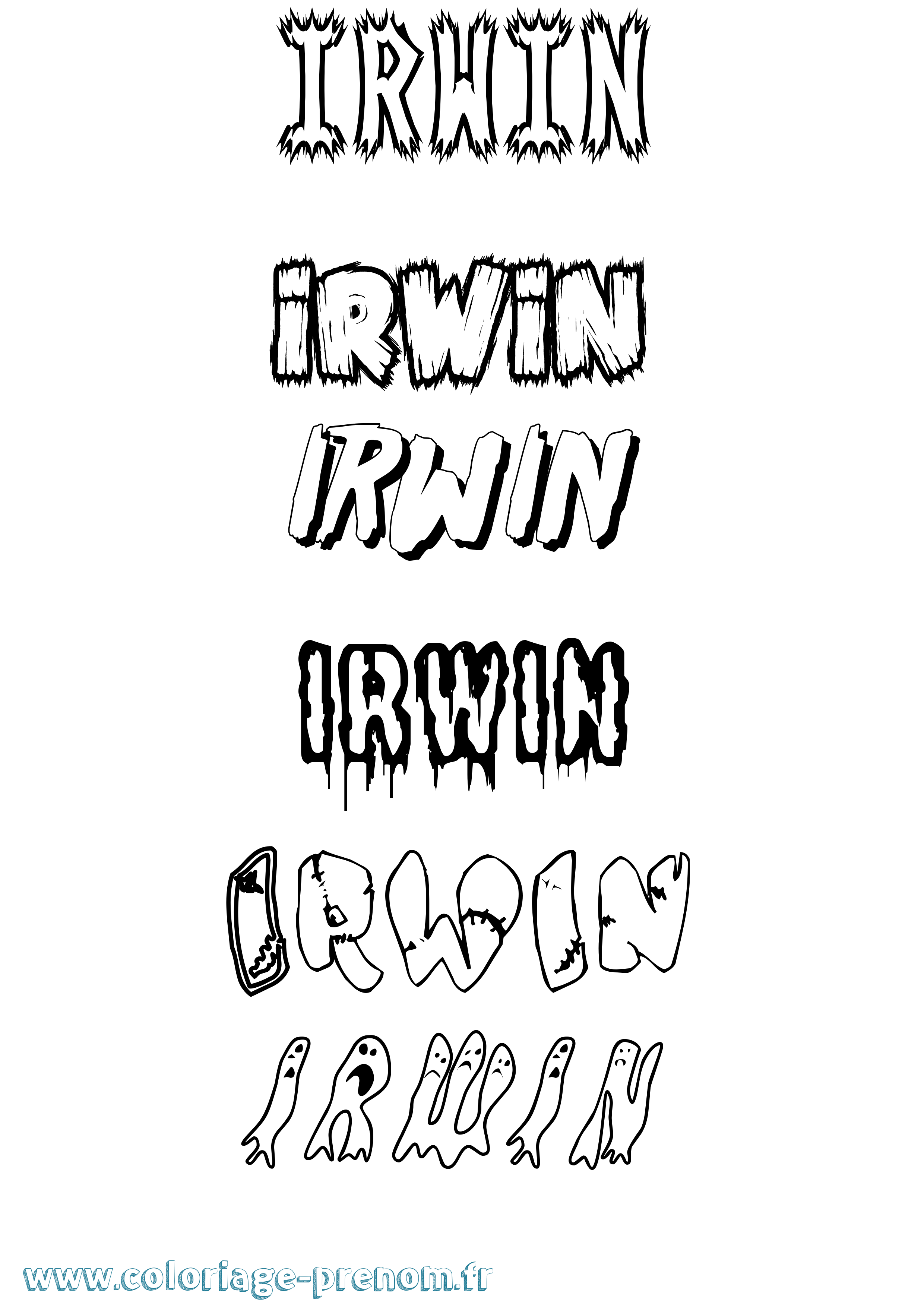 Coloriage Irwin Frisson Coloriage prénom Irwin Frisson