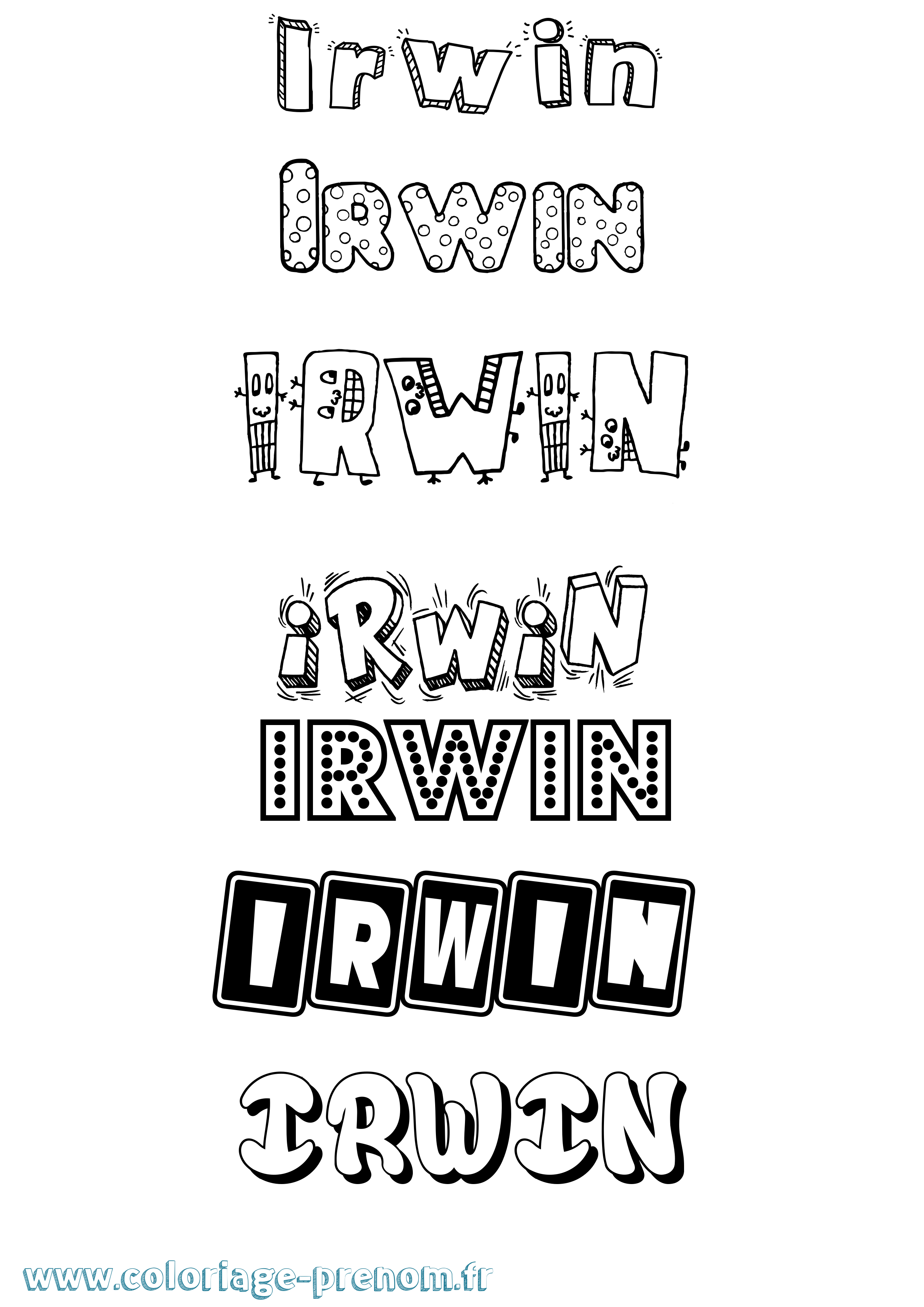 Coloriage Irwin Fun Coloriage prénom Irwin Fun