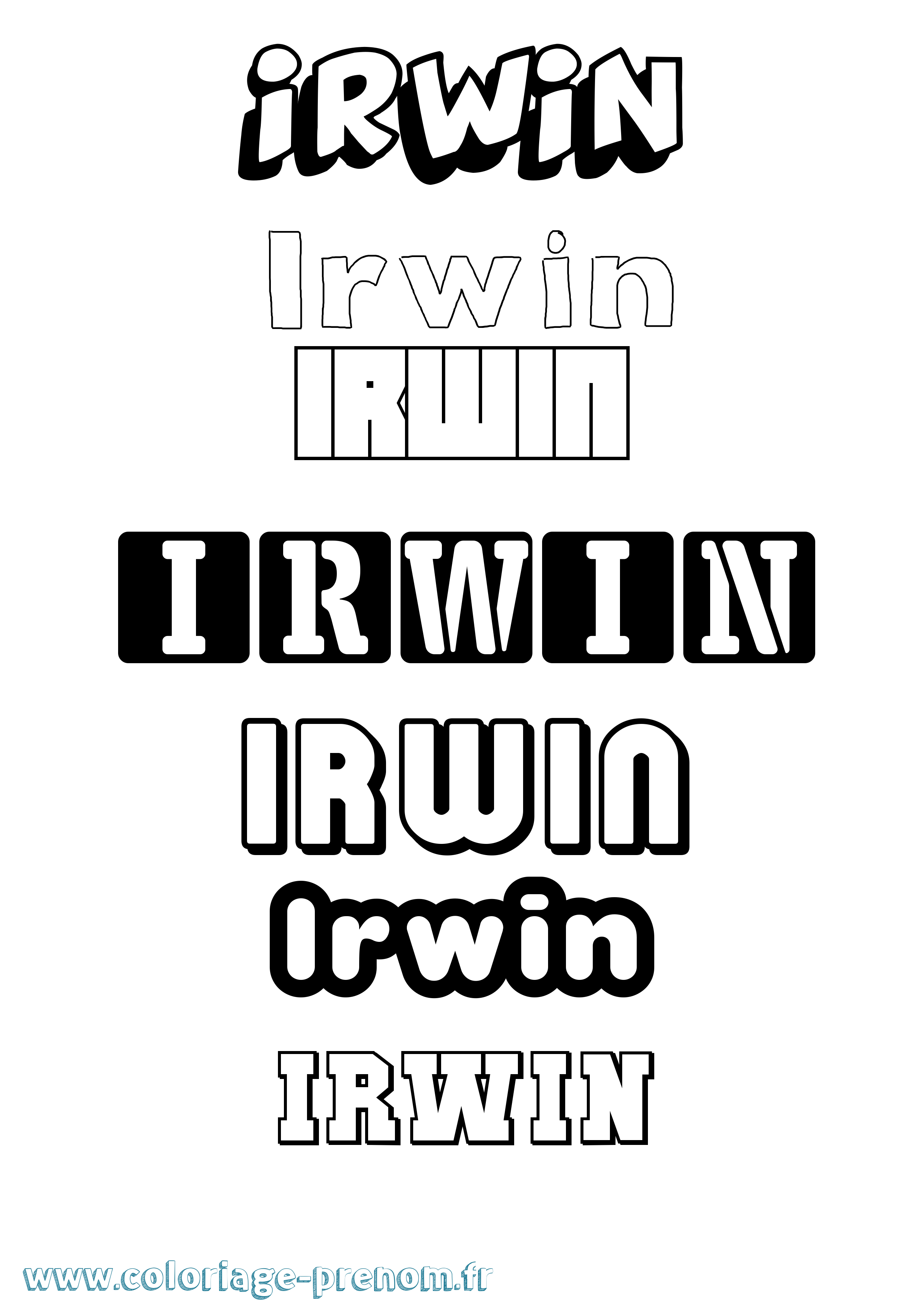 Coloriage Irwin Simple Coloriage prénom Irwin Simple