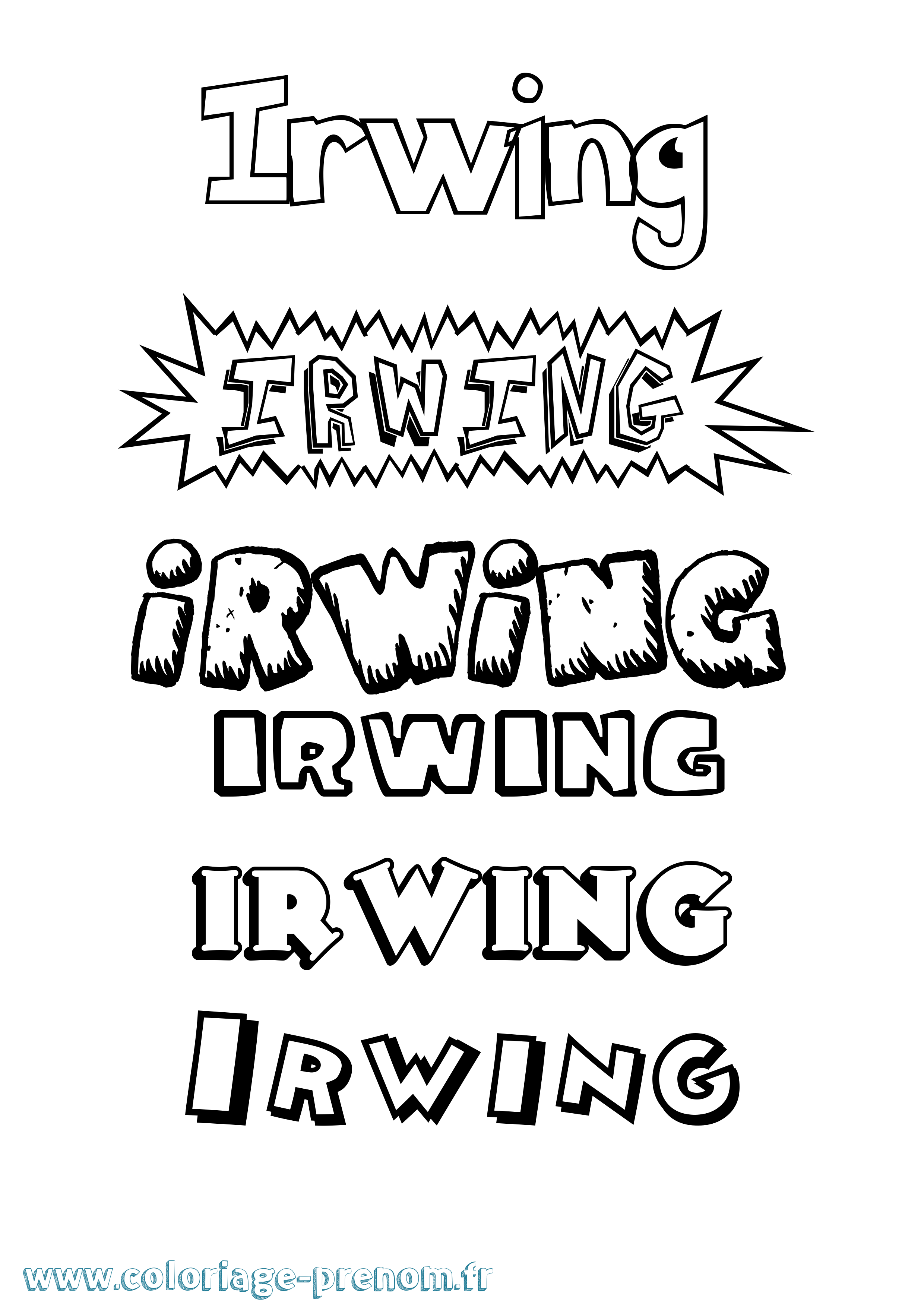 Coloriage Irwing Dessin Animé Coloriage prénom Irwing Dessin Animé